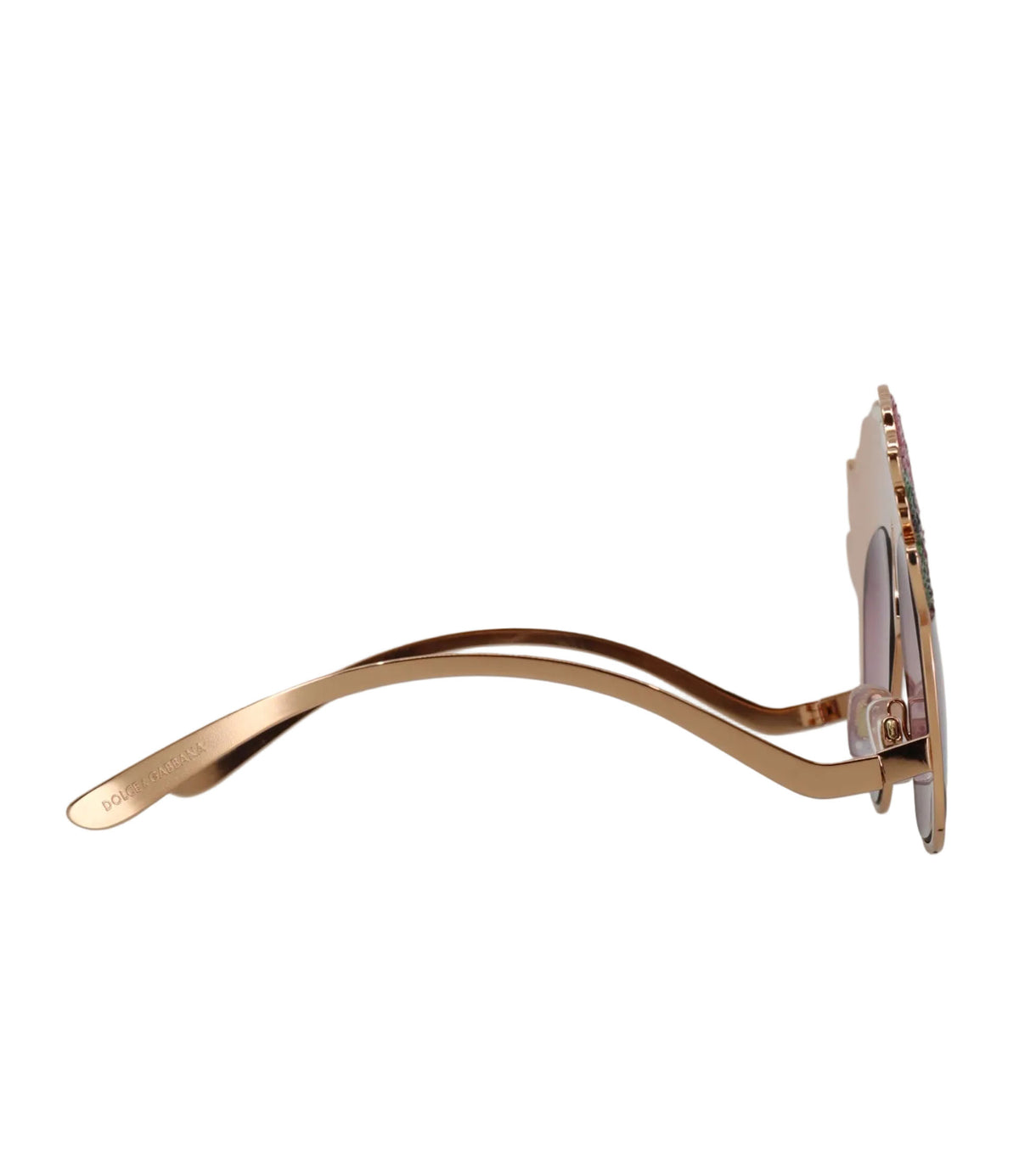 Dolce & Gabbana Sonnenbrille gold rosa mit Pailletten Blumen luxuriös Damen Accessoire