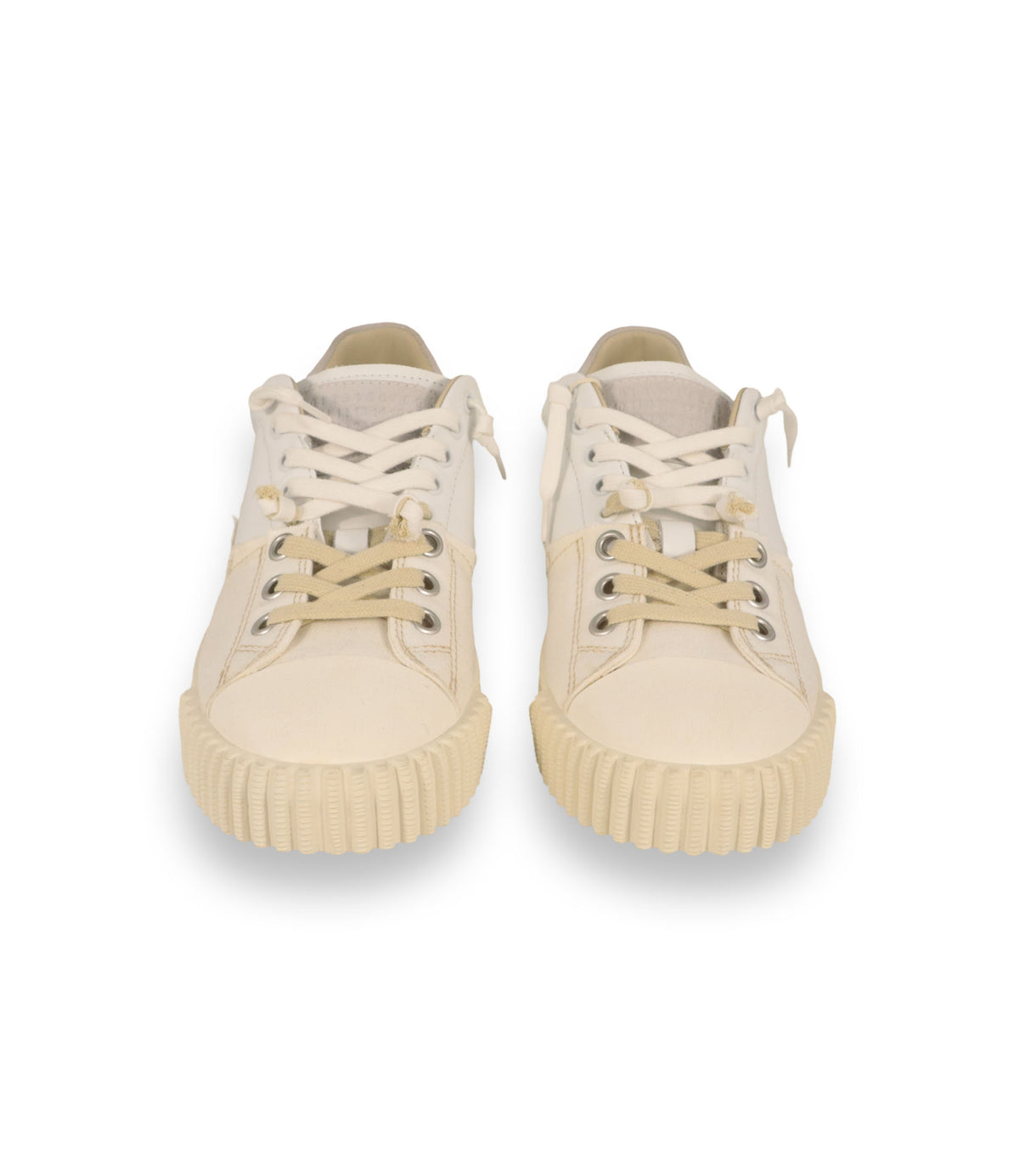 Maison Margiela Sneaker Größe 41 in Creme und Off-White aus Leder und Canvas mit Gummisohle im Designer Sale.