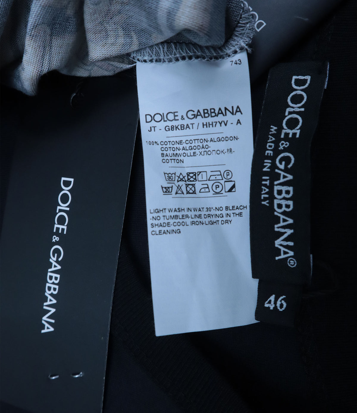 Dolce & Gabbana Herren T-Shirt dunkelblau mit goldenem DG Barock-Print Größe 46