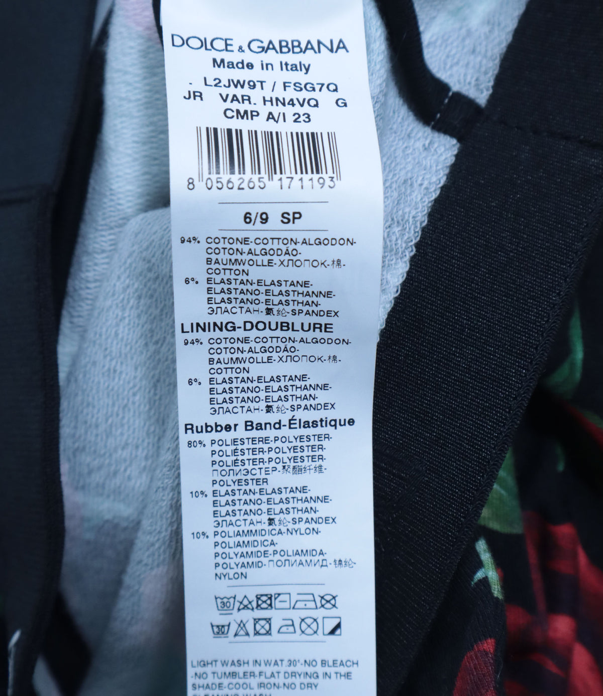 Dolce & Gabbana Baby Hoodie mit Rosenprint in Schwarz Größe 6–9 Monate