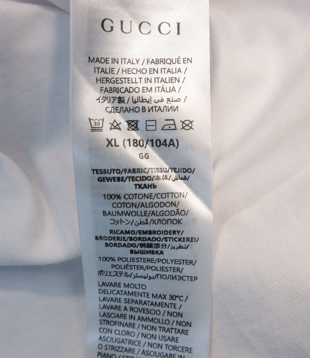 Gucci T-Shirt Weiß Größe XL aus Baumwolle mit GG Logo Made in Italy