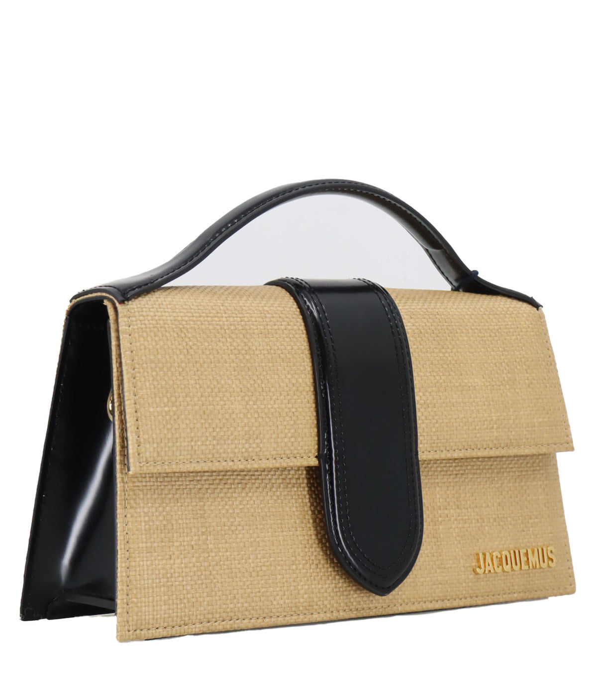 Jacquemus Raffia Handtasche Beige Schwarz mit Lederhenkel Designer Tasche