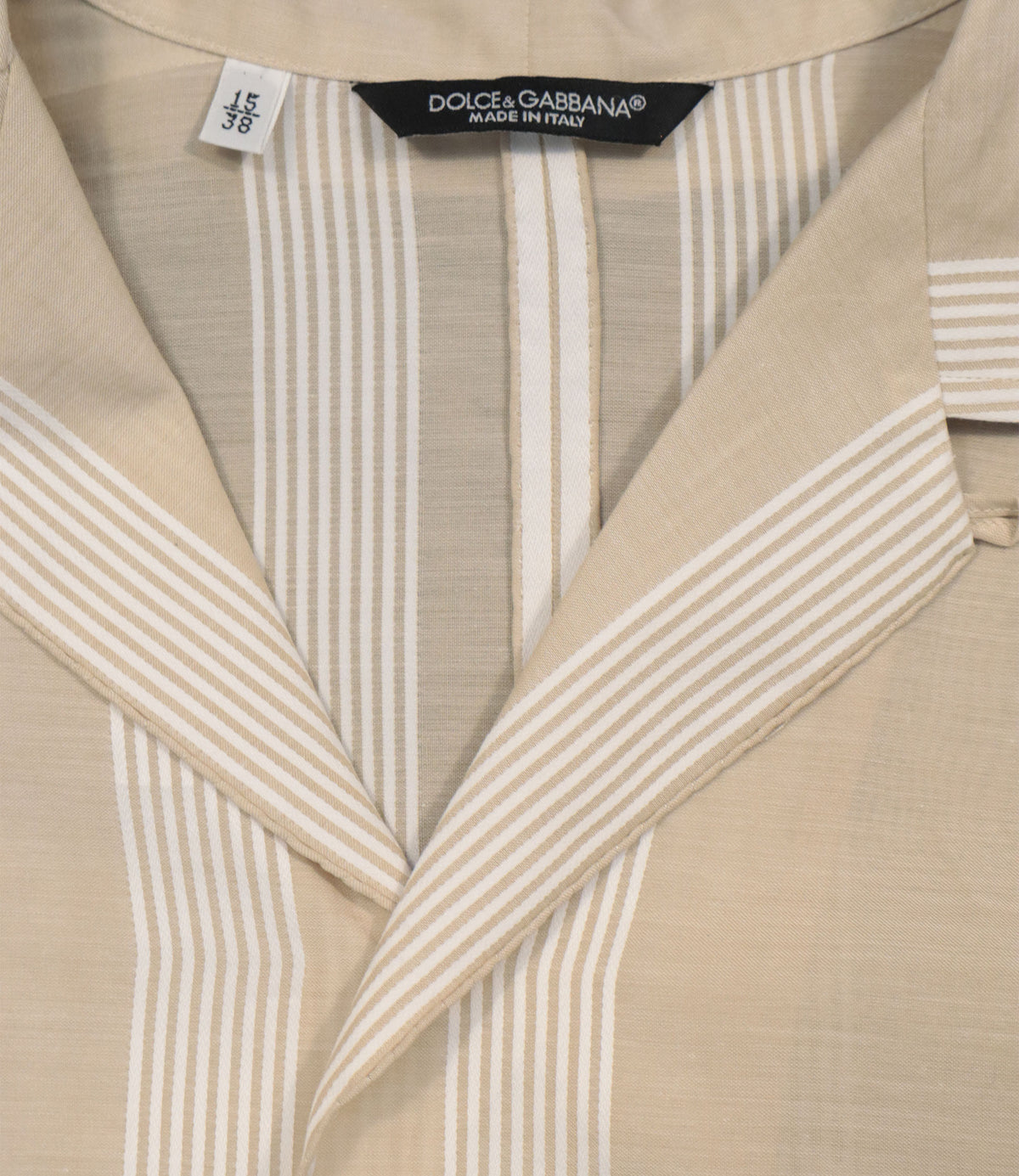 Dolce & Gabbana Hemd Größe 38 in Beige und Weiß aus Baumwolle mit Streifendetails