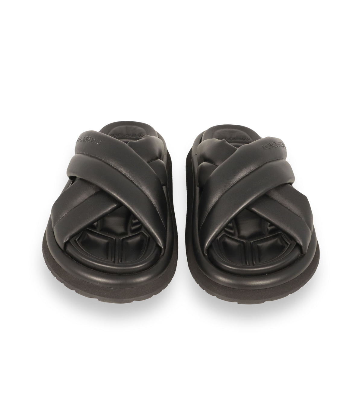 Dolce & Gabbana Sandalen schwarz Leder Größe 41 Designer Slides