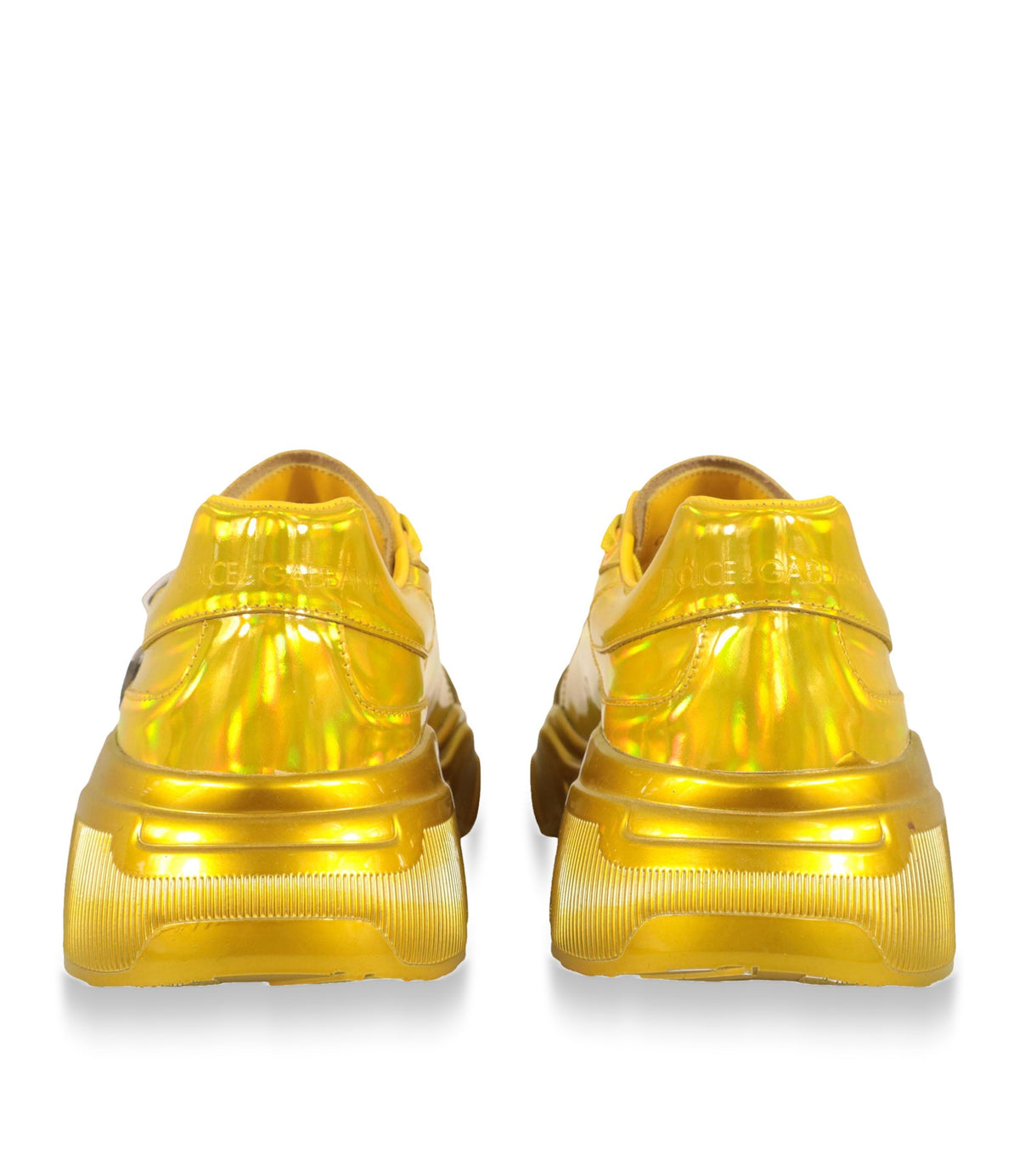 Dolce & Gabbana Sneaker Größe 39 in goldener Metallic-Optik mit DG Logo und markanter Plateau-Sohle.
