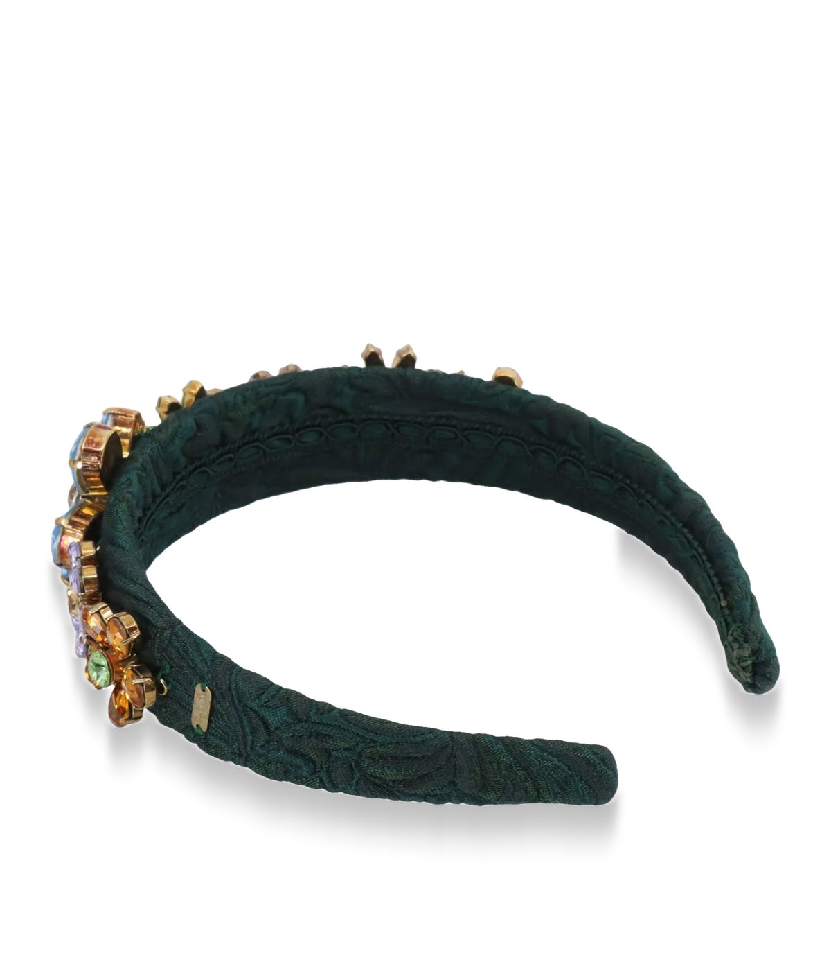 Dolce & Gabbana Haarreif Grün mit floralen Kristallen und Golddetails