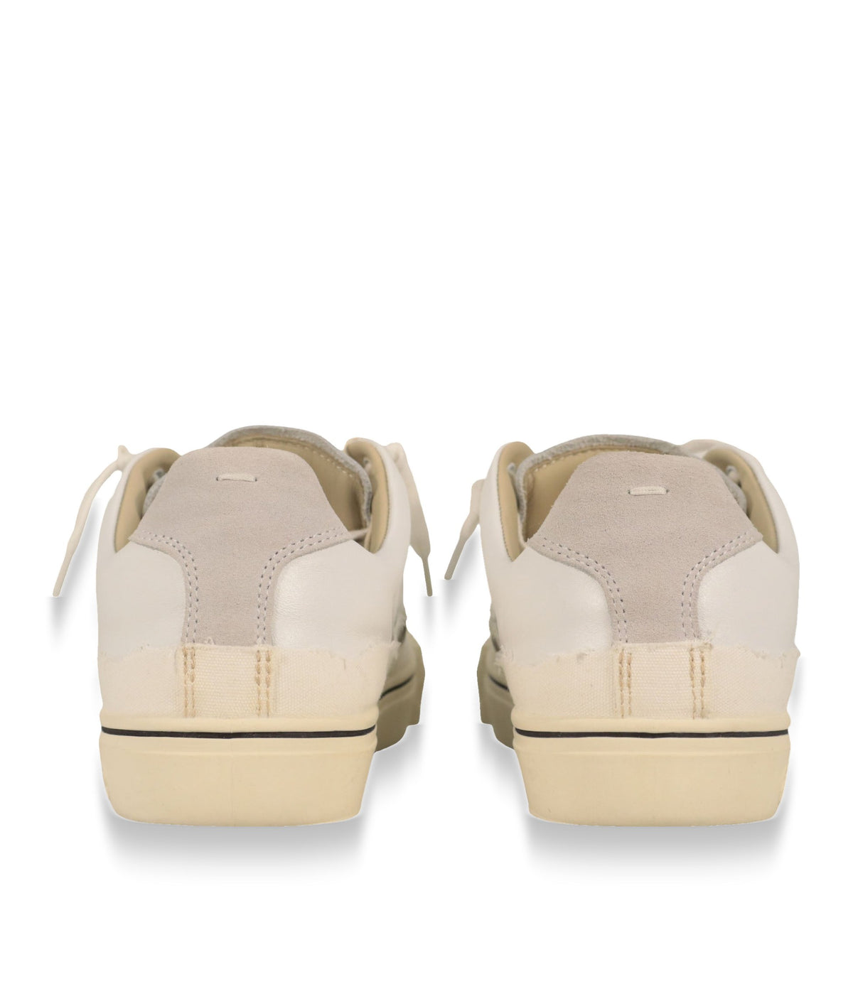 Maison Margiela Sneaker Größe 41 in Creme und Off-White aus Leder und Canvas mit Gummisohle im Designer Sale.