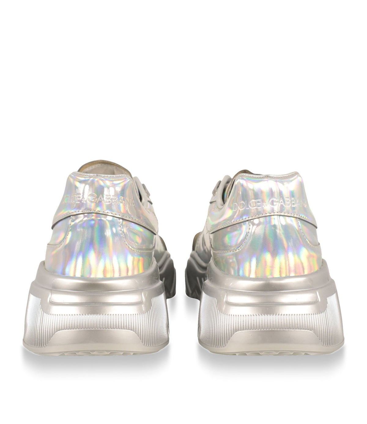 Dolce & Gabbana Sneaker Größe 39 in holografischem Silber mit Chunky-Sohle und luxuriösem Designer-Look.