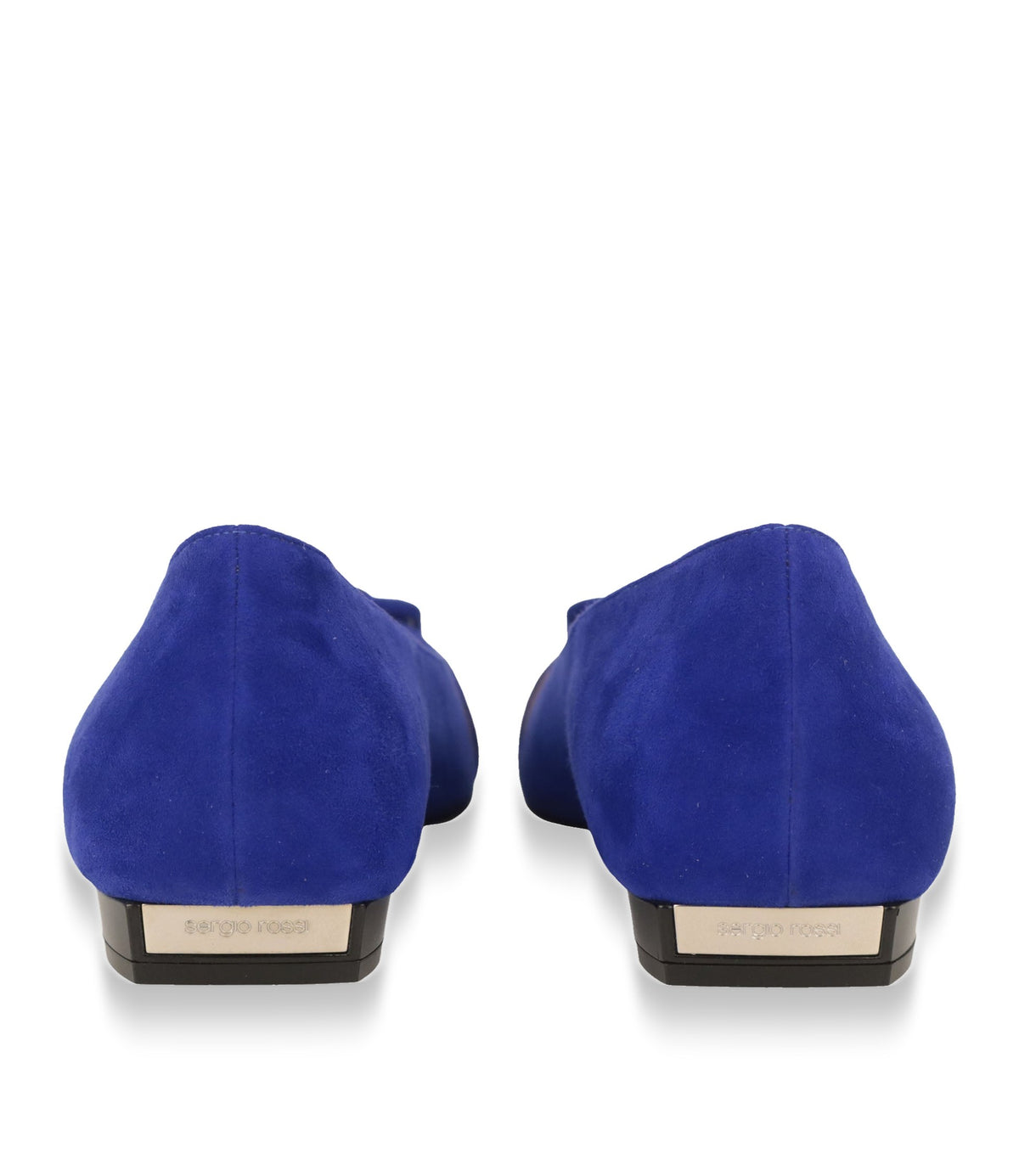 Sergio Rossi Ballerinas aus royalblauem Veloursleder mit spitzer Form und dekorativer Schließe Größe 37