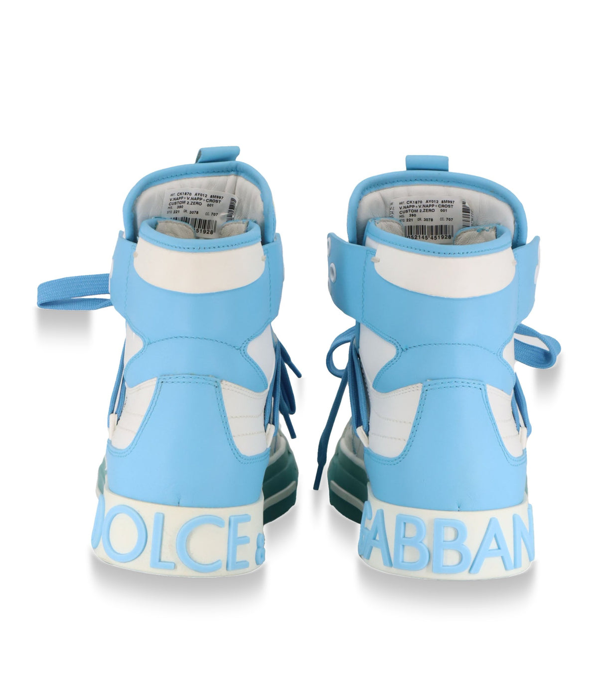 Dolce & Gabbana High Top Sneaker weiß hellblau Größe 39 Luxus Damenschuhe