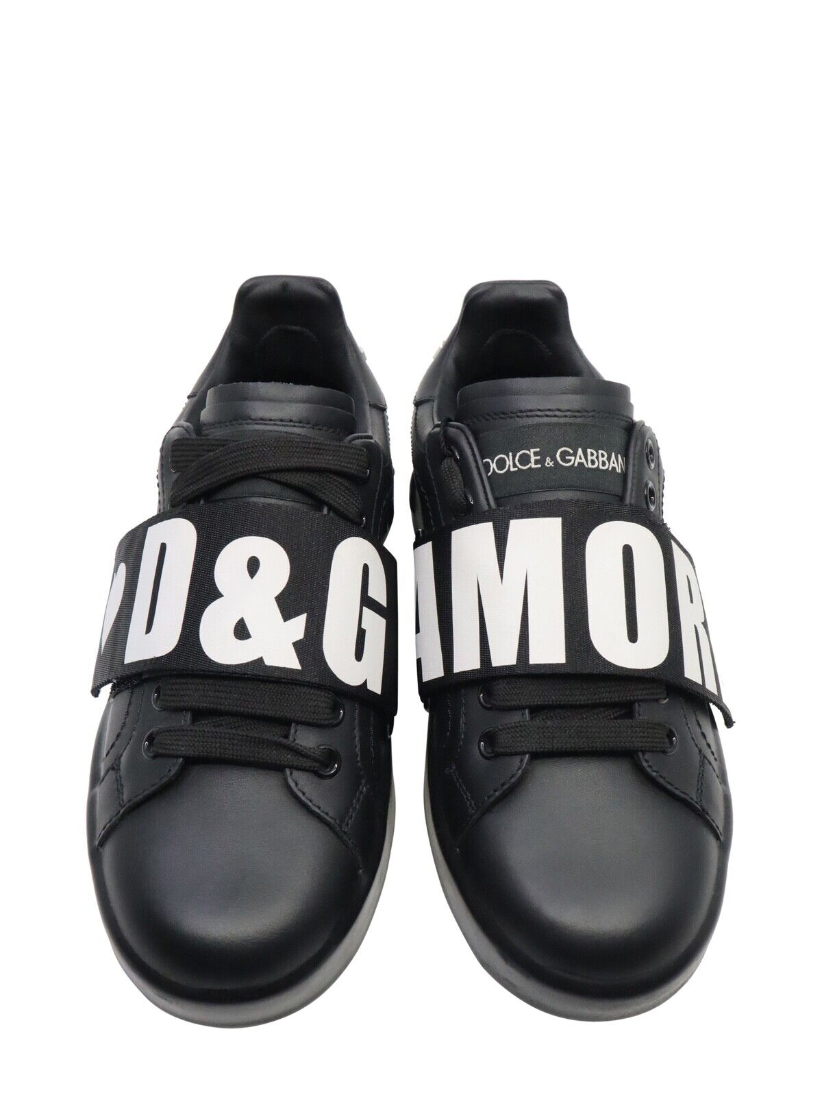 Dolce & Gabbana Sneaker Größe 35 in Schwarz mit Herzmotiv und elastischem Logo-Band