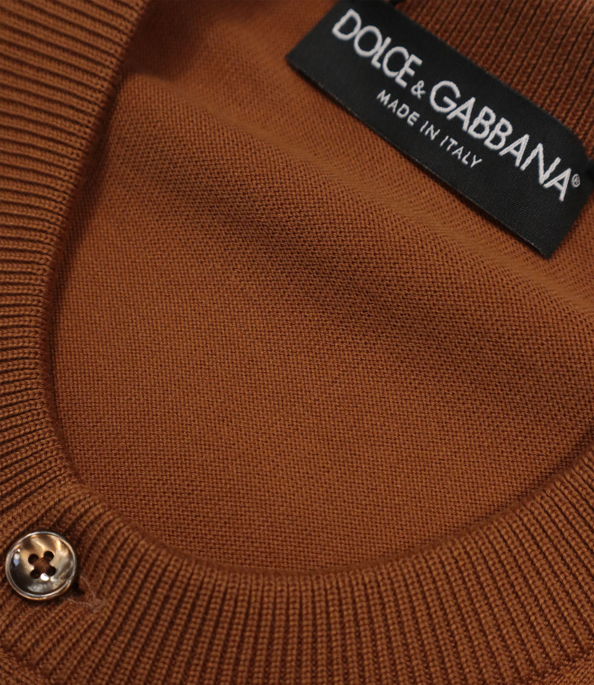 Dolce & Gabbana Strickshirt aus Baumwolle in Cognacbraun Größe 48 Made in Italy