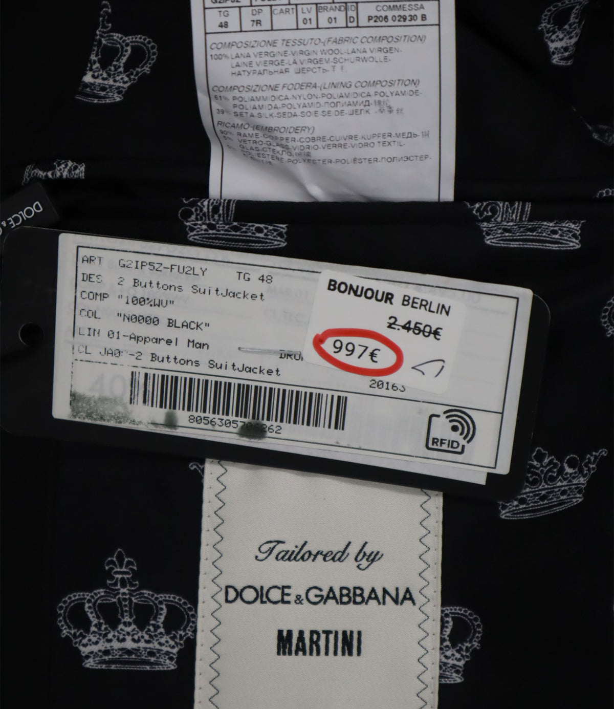Dolce & Gabbana Blazer Größe 48 schwarz mit Wappen-Emblem elegant
