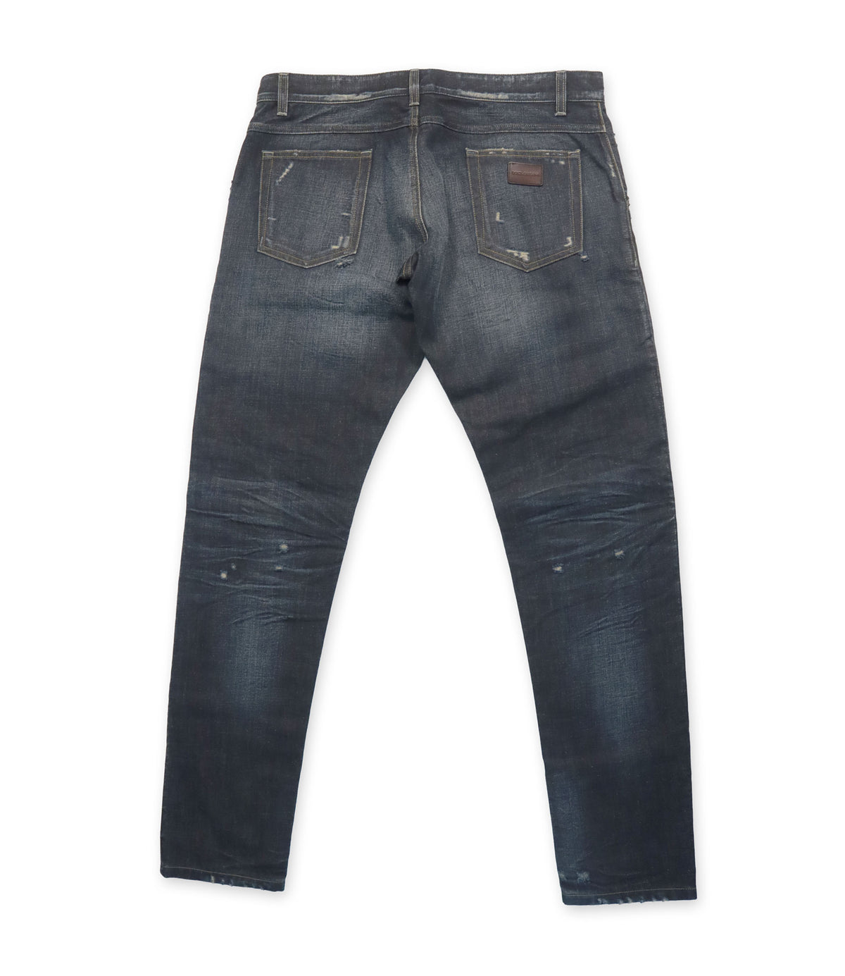 Dolce & Gabbana Jeans Größe 52 dunkelblaue Used-Look Designer Herrenjeans aus Italien mit Destroyed-Details.
