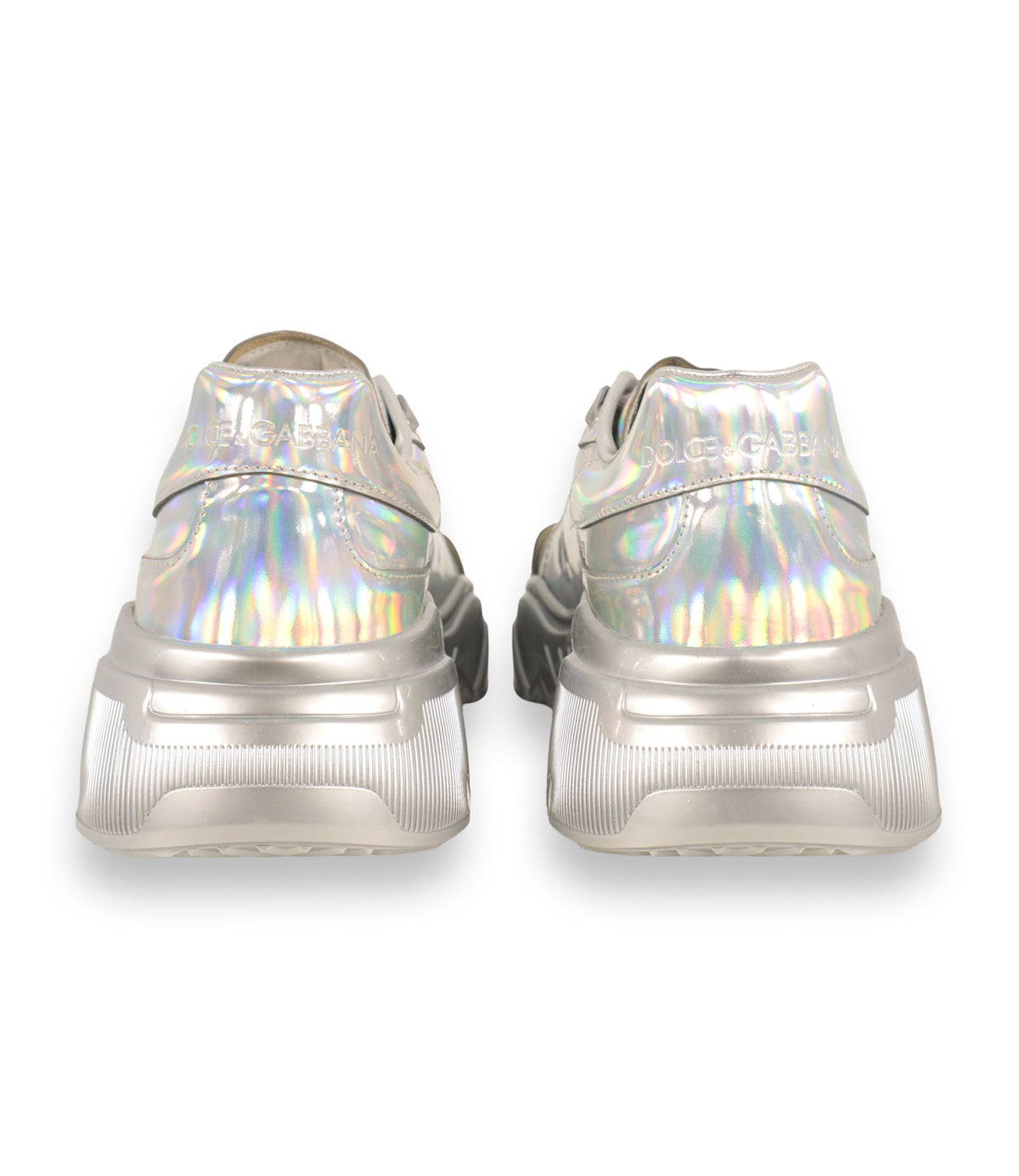 Dolce & Gabbana Sneaker Größe 39 in holografischem Silber mit Chunky-Sohle und luxuriösem Designer-Look.