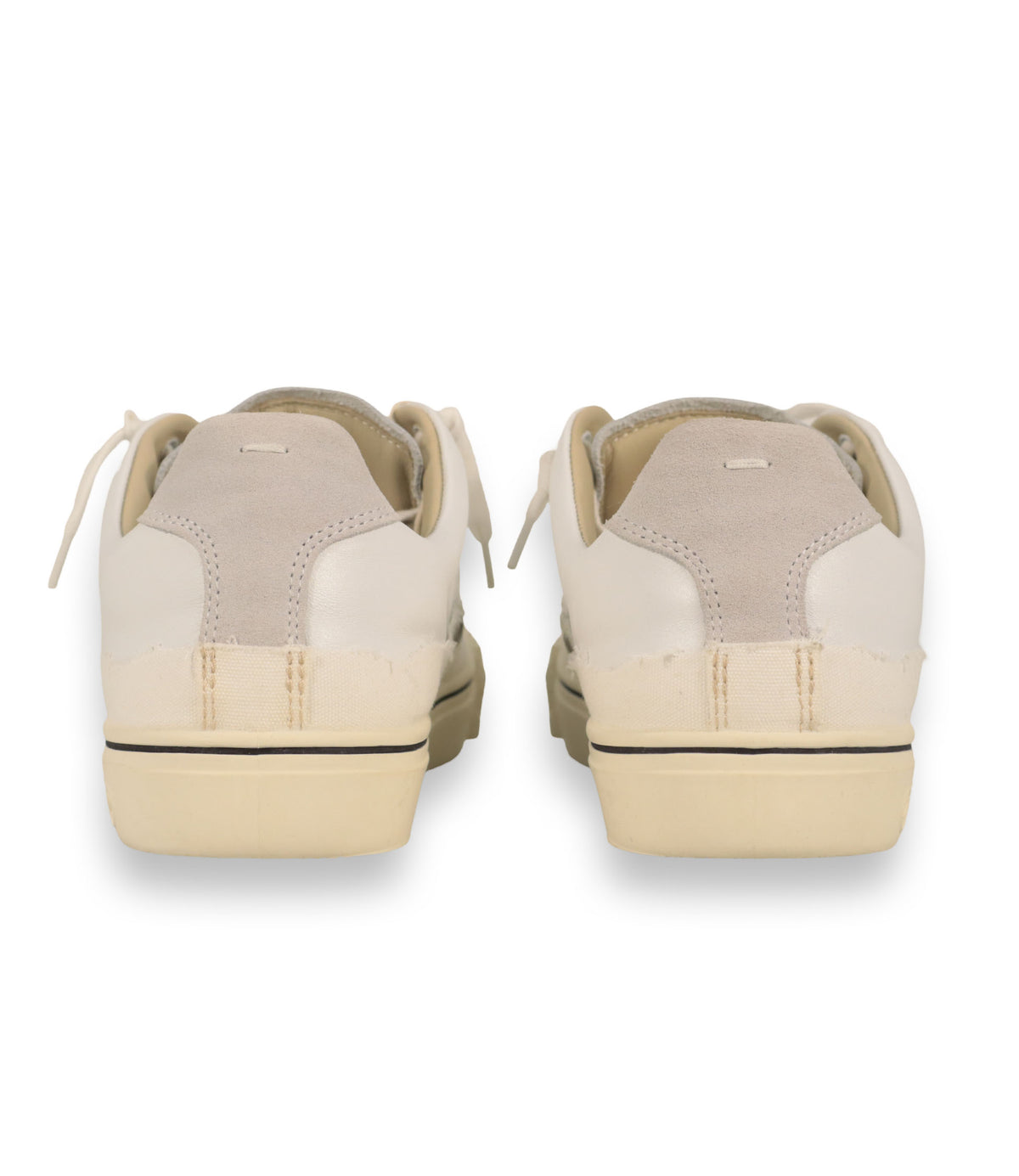 Maison Margiela Sneaker Größe 41 in Creme und Off-White aus Leder und Canvas mit Gummisohle im Designer Sale.