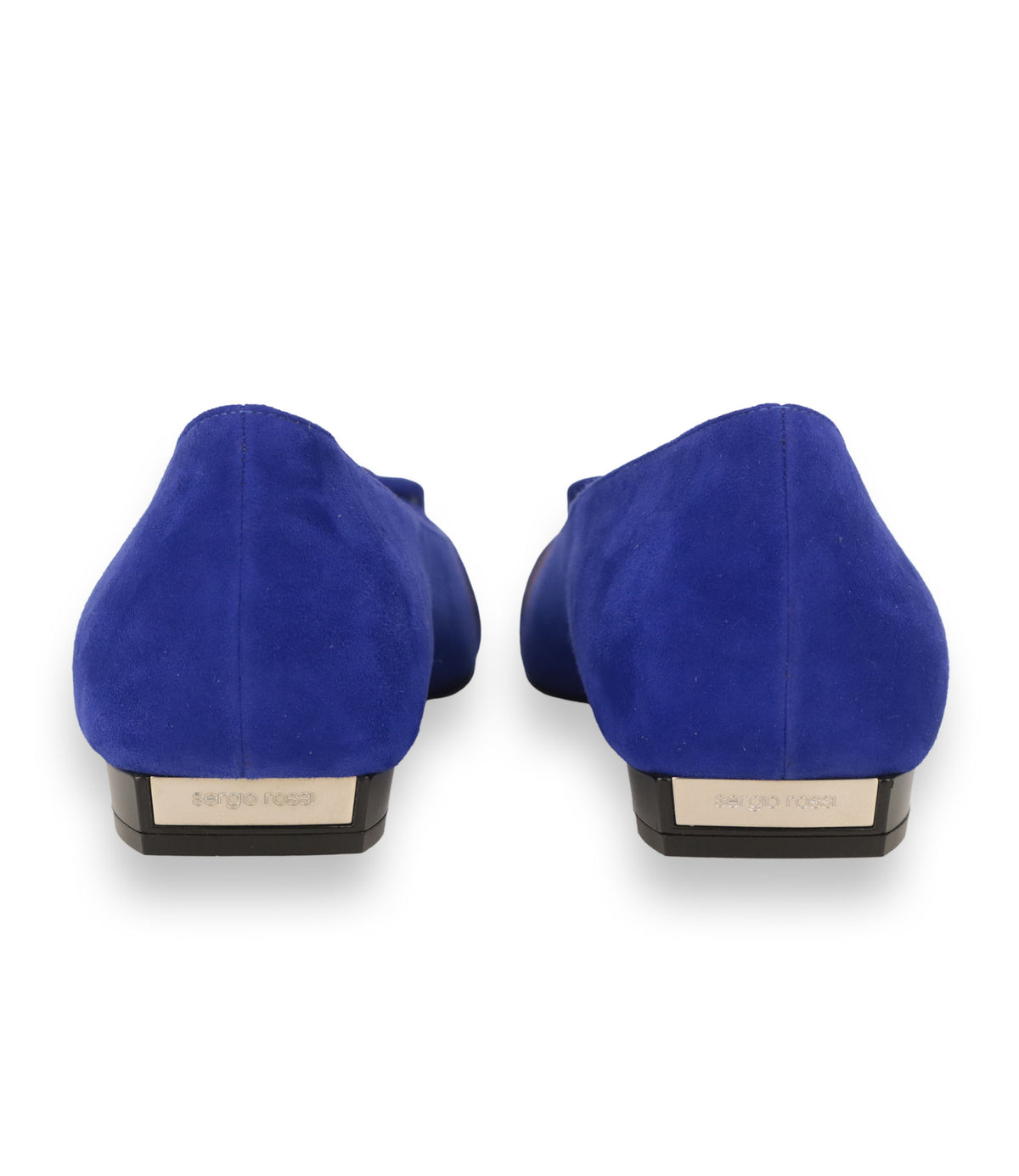 Sergio Rossi Ballerinas aus royalblauem Veloursleder mit spitzer Form und dekorativer Schließe Größe 39