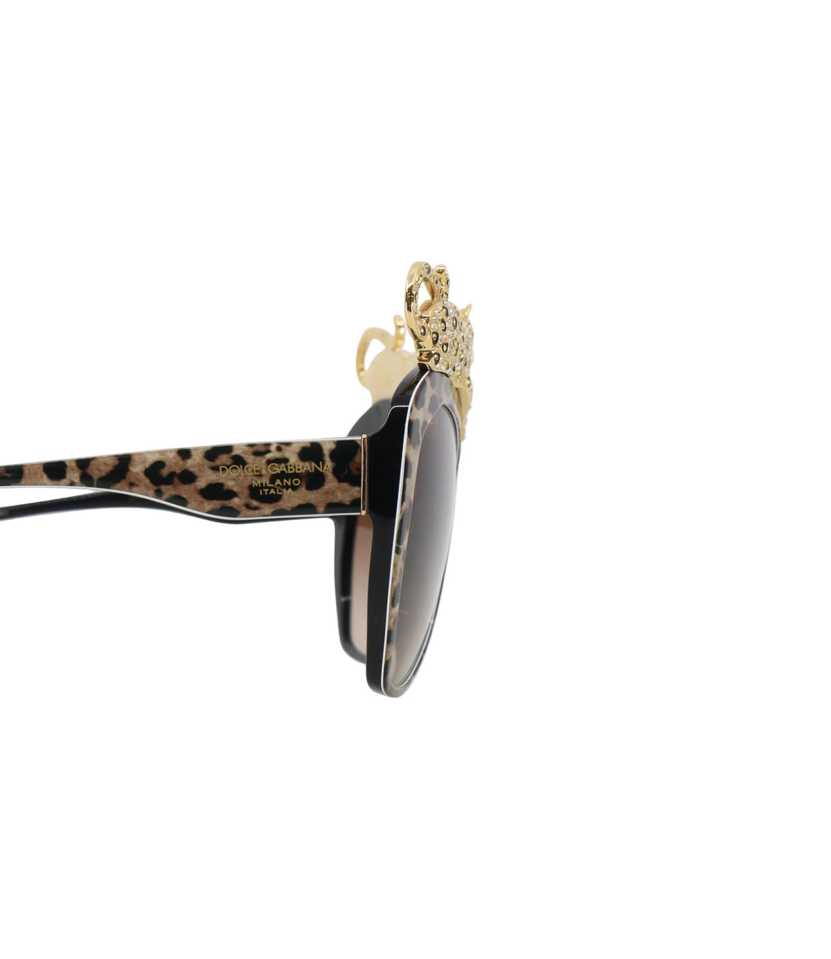 Dolce & Gabbana Sonnenbrille leo print mit goldenen panthern kristallbesetzt luxuriös designer accessoire