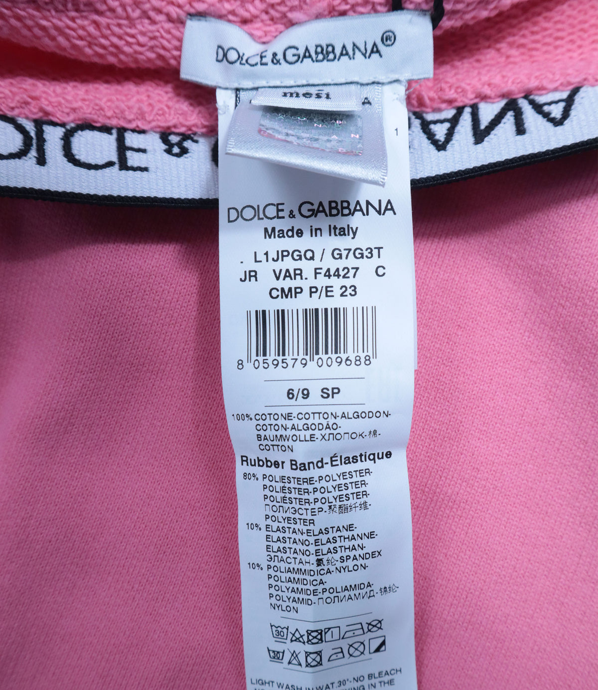 Dolce & Gabbana Jogginghose rosa aus Baumwolle mit Logo-Bund für Kinder