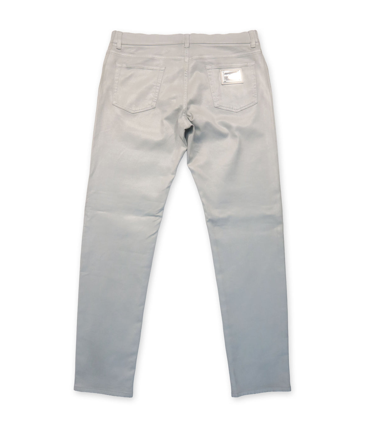 Dolce & Gabbana Skinny Hose hellgrau Größe IT 52 aus Baumwolle mit Stretch gefertigt in Italien.