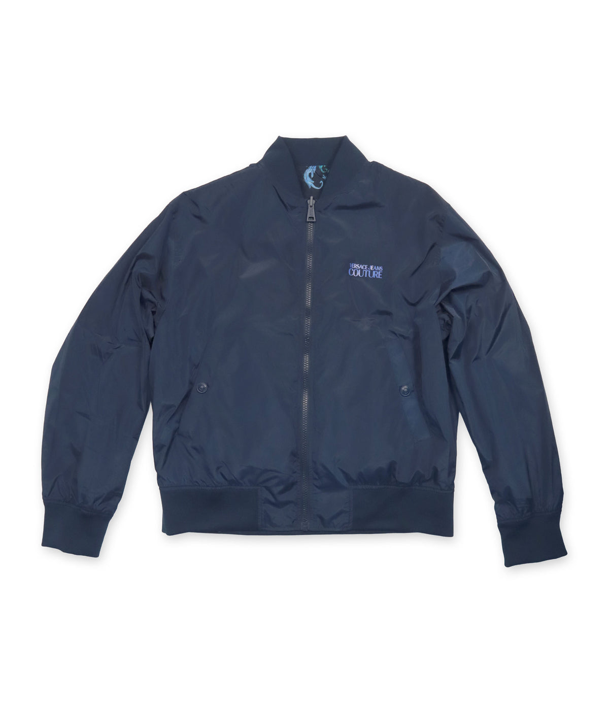 Versace Jeans Couture Bomberjacke Größe 52 in Dunkelblau mit barockem Wendedesign