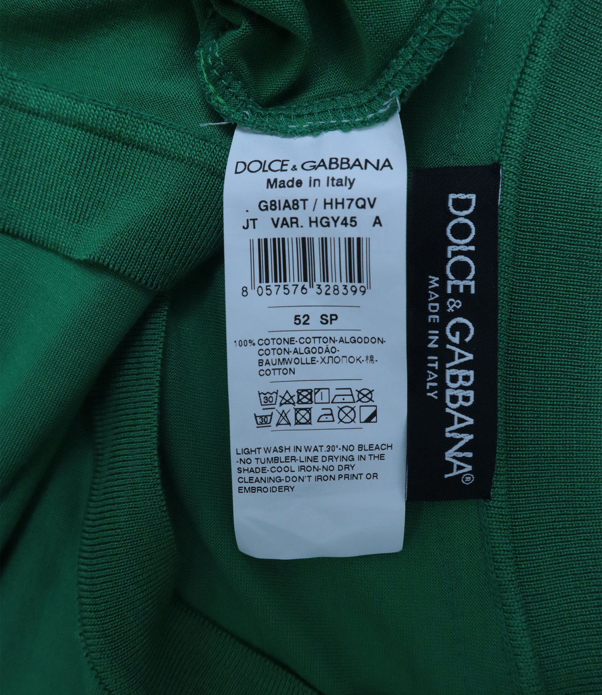 Dolce & Gabbana grünes Herren T-Shirt aus Baumwolle Größe 52