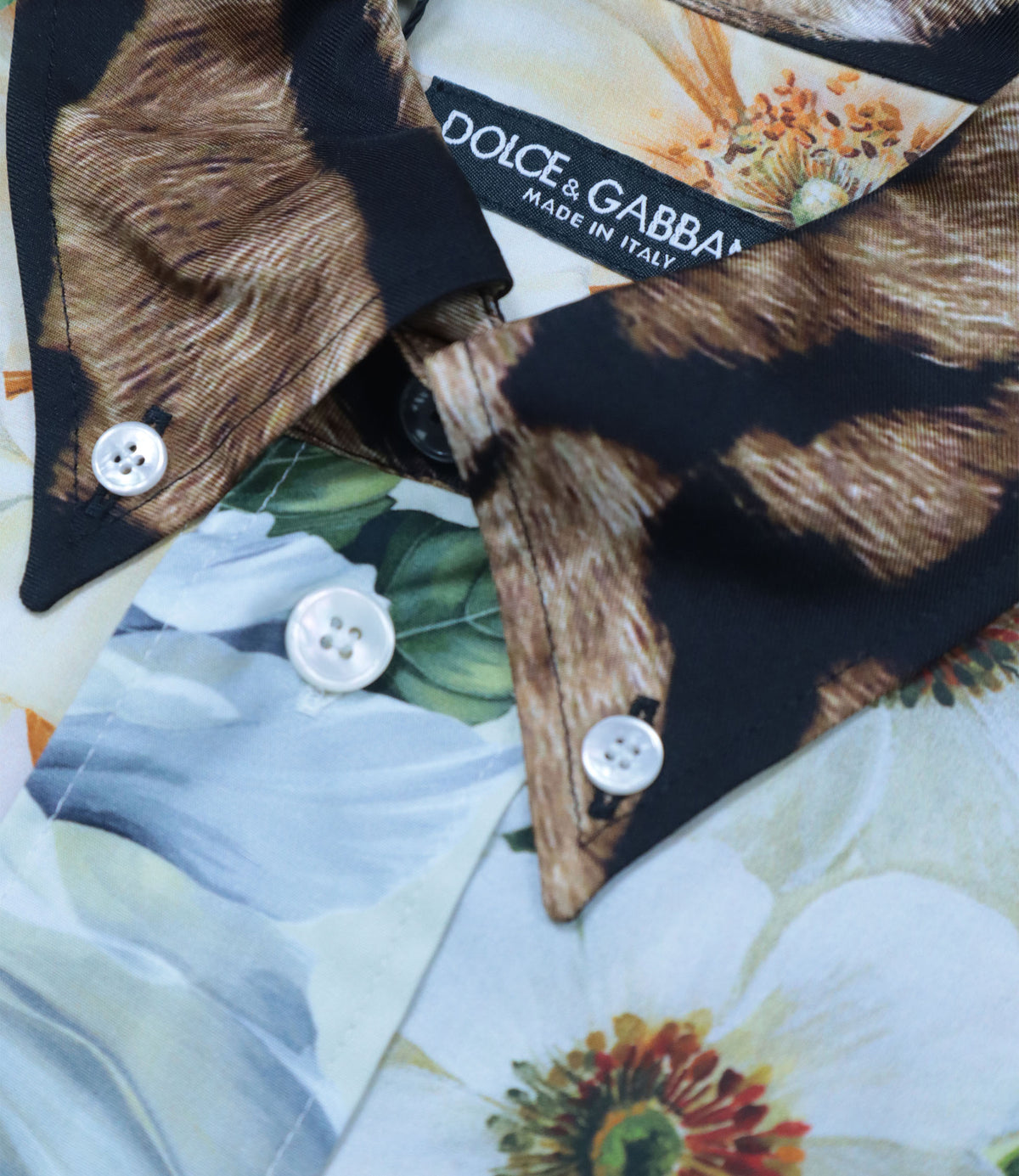 Dolce & Gabbana Hemd Größe 38 mit floralem Print und Leo-Details in Multicolor