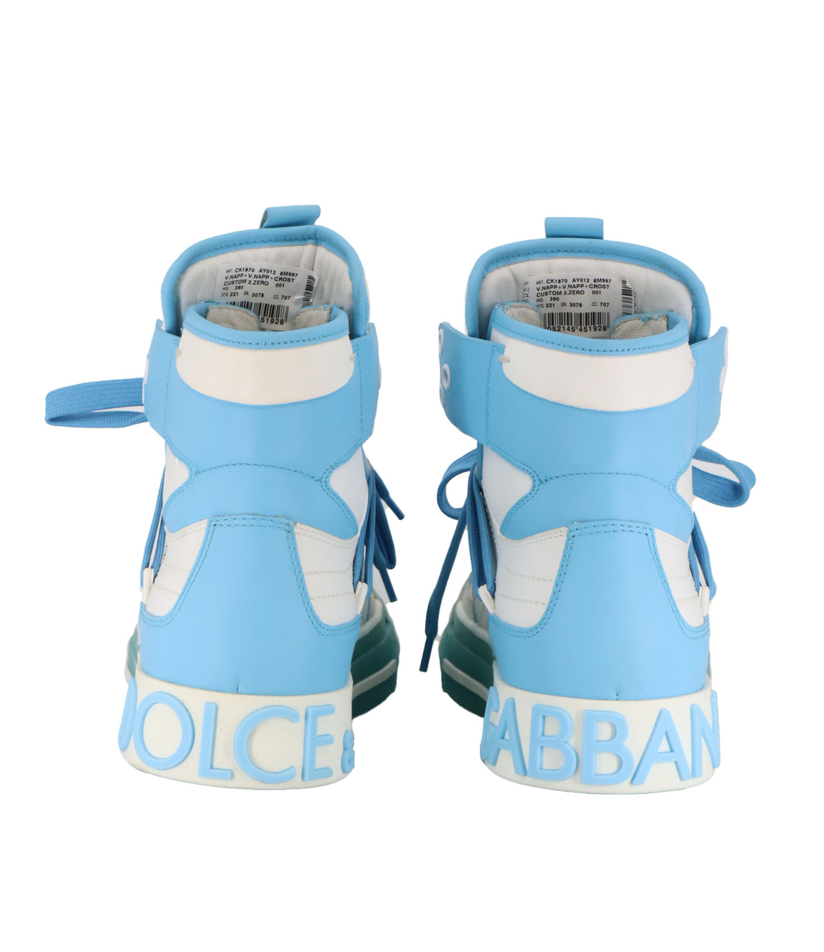 Dolce & Gabbana High Top Sneaker weiß hellblau Größe 39 Luxus Damenschuhe