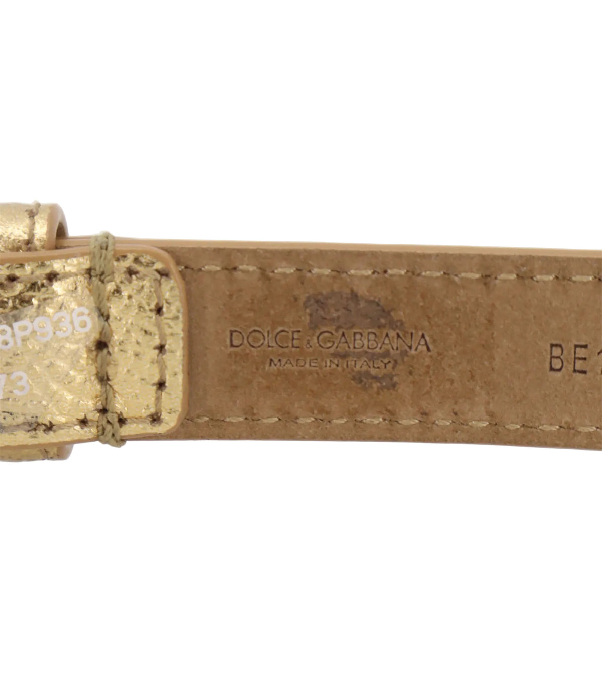 Dolce & Gabbana Gürtel Gold mit feinen Kristallketten und Lederdetails