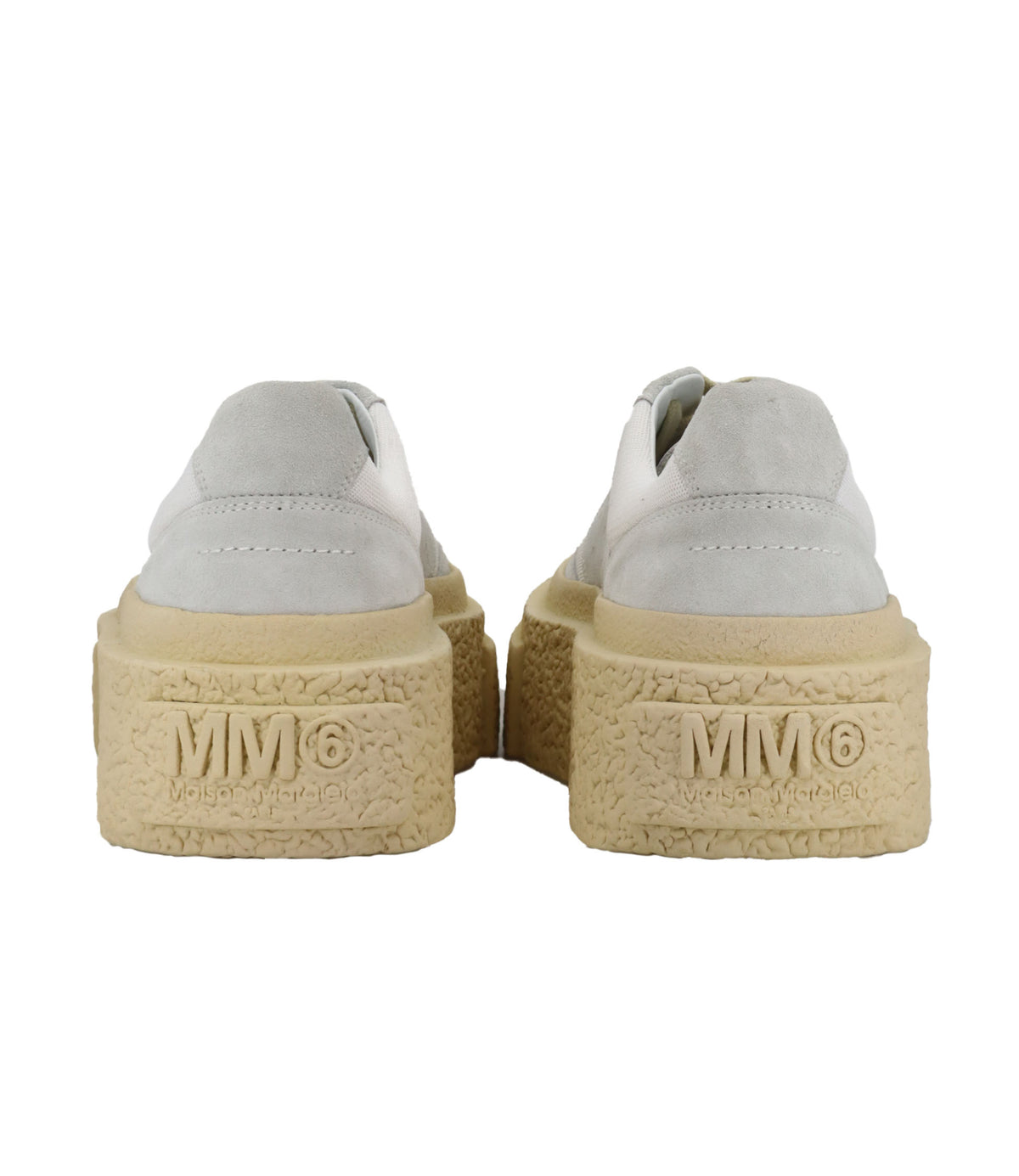 Maison Margiela Plateau Sneaker Größe 37 in Weiß und Grau aus Veloursleder und Mesh.