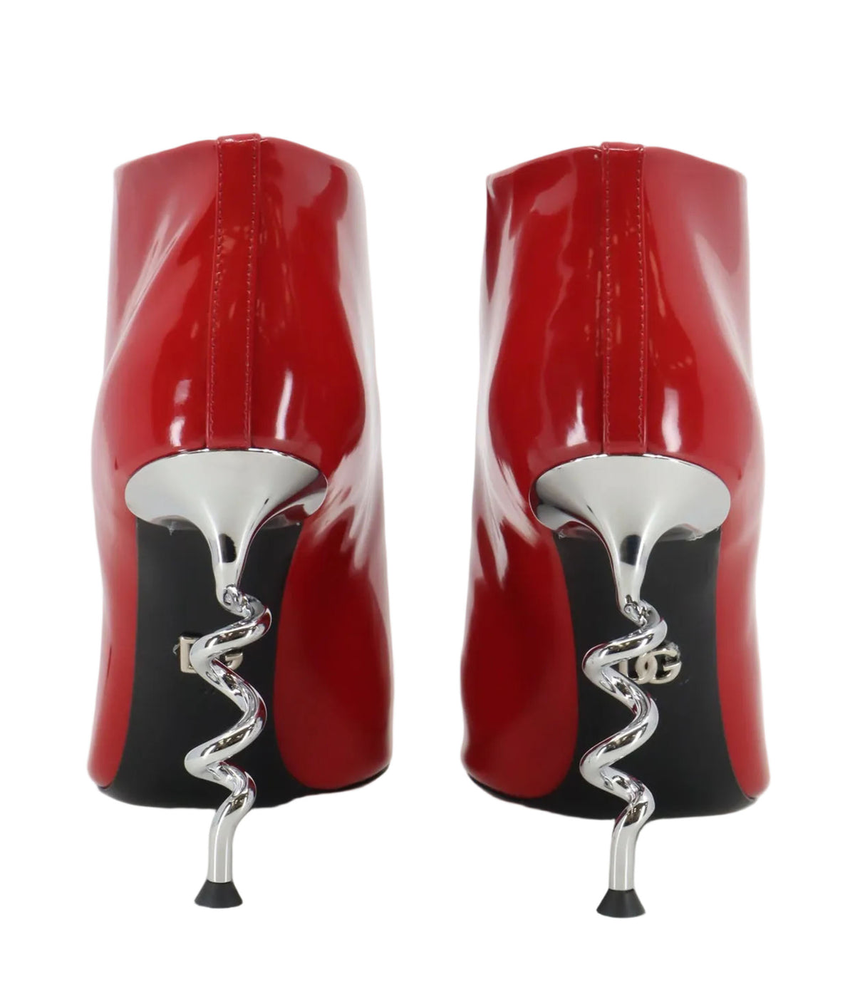Dolce & Gabbana Stiefeletten rot Lackleder Größe 39 mit skulpturalem Absatz