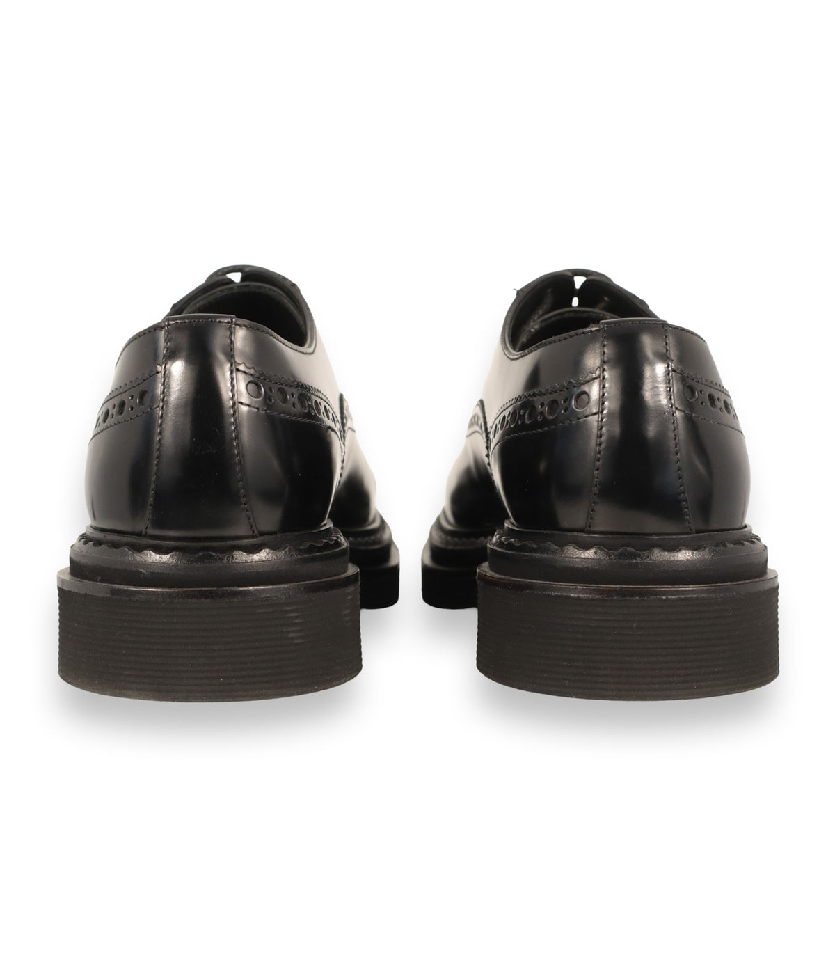 Dolce & Gabbana Schnürschuhe Größe 41,5 aus schwarzem Leder mit silberner Metallkappe und Brogue-Details.