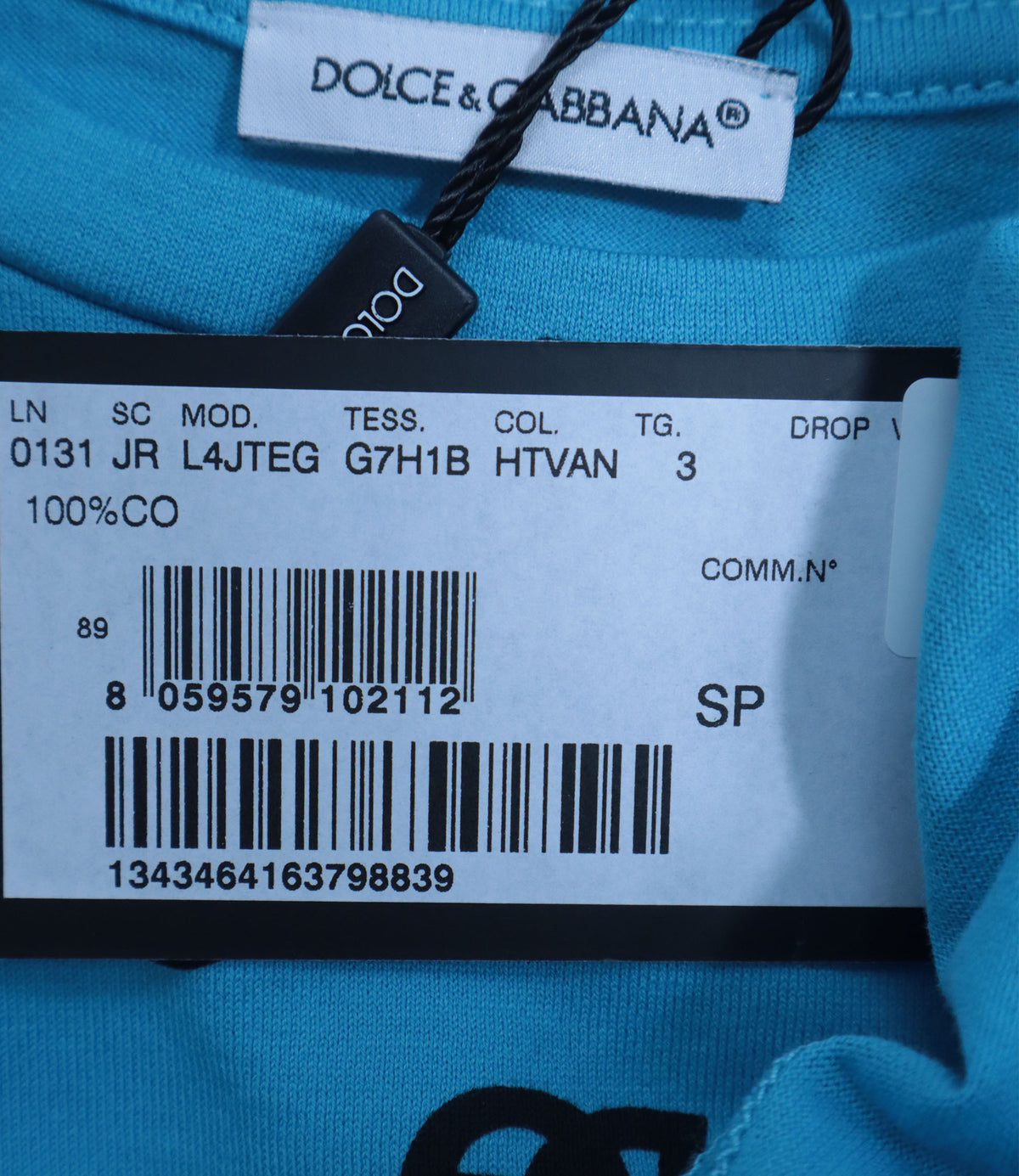 Dolce & Gabbana T-Shirt blau mit DG-Logo-Print Größe 3 Jahre