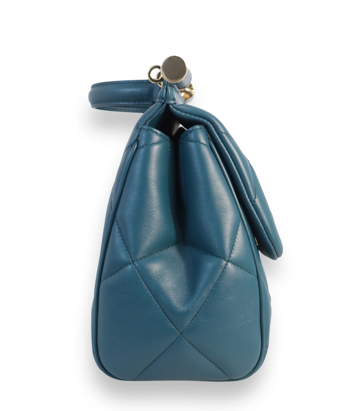 Dolce & Gabbana Sicily Handtasche Petrol aus gestepptem Leder mit goldfarbenen Details und abnehmbarem Schulterriemen.