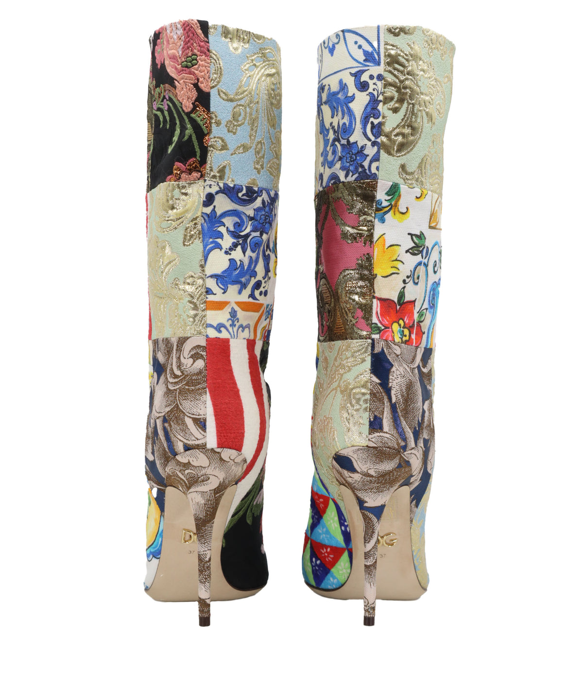 Dolce & Gabbana Stiefel Größe 37 multicolor Brokat High Heel