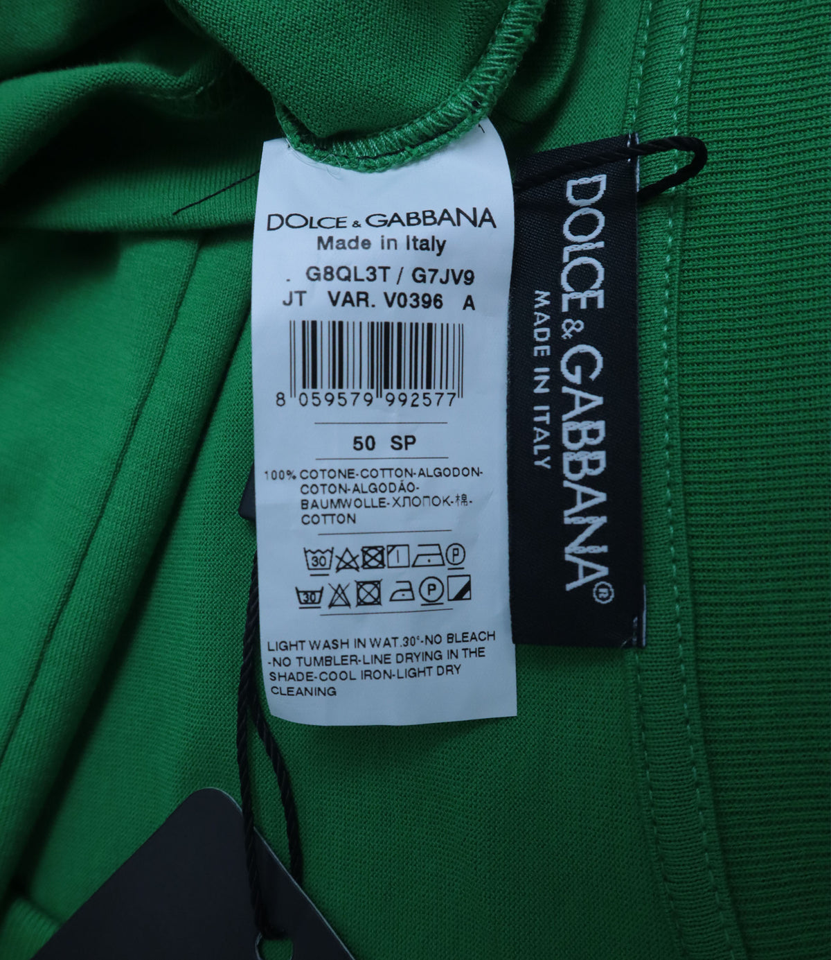Dolce & Gabbana Herren T-Shirt grün aus Baumwolle Größe 50 mit V-Ausschnitt