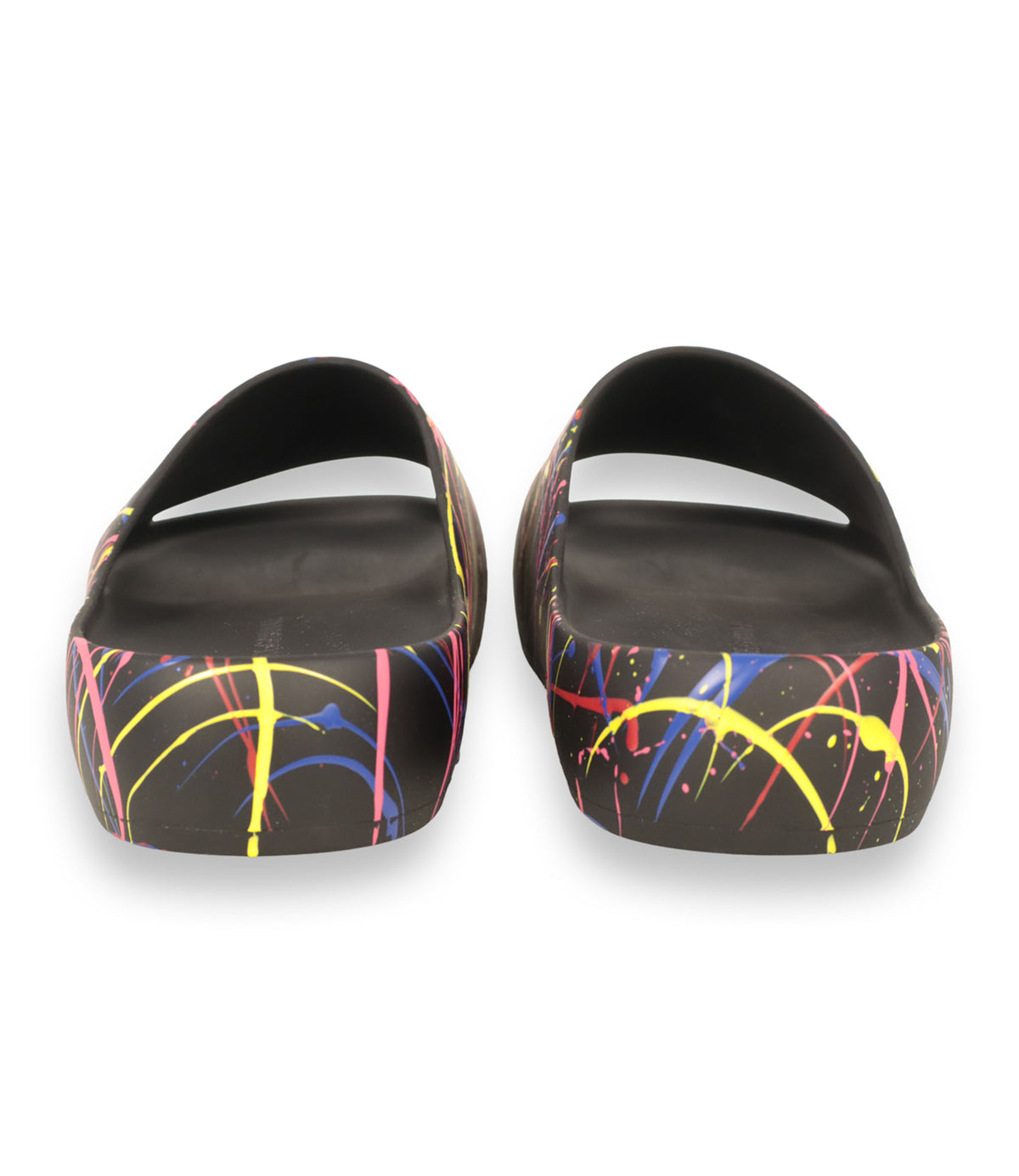 Dolce & Gabbana Sandalen Größe 42 schwarz mit buntem Paint-Splatter-Design im Sale