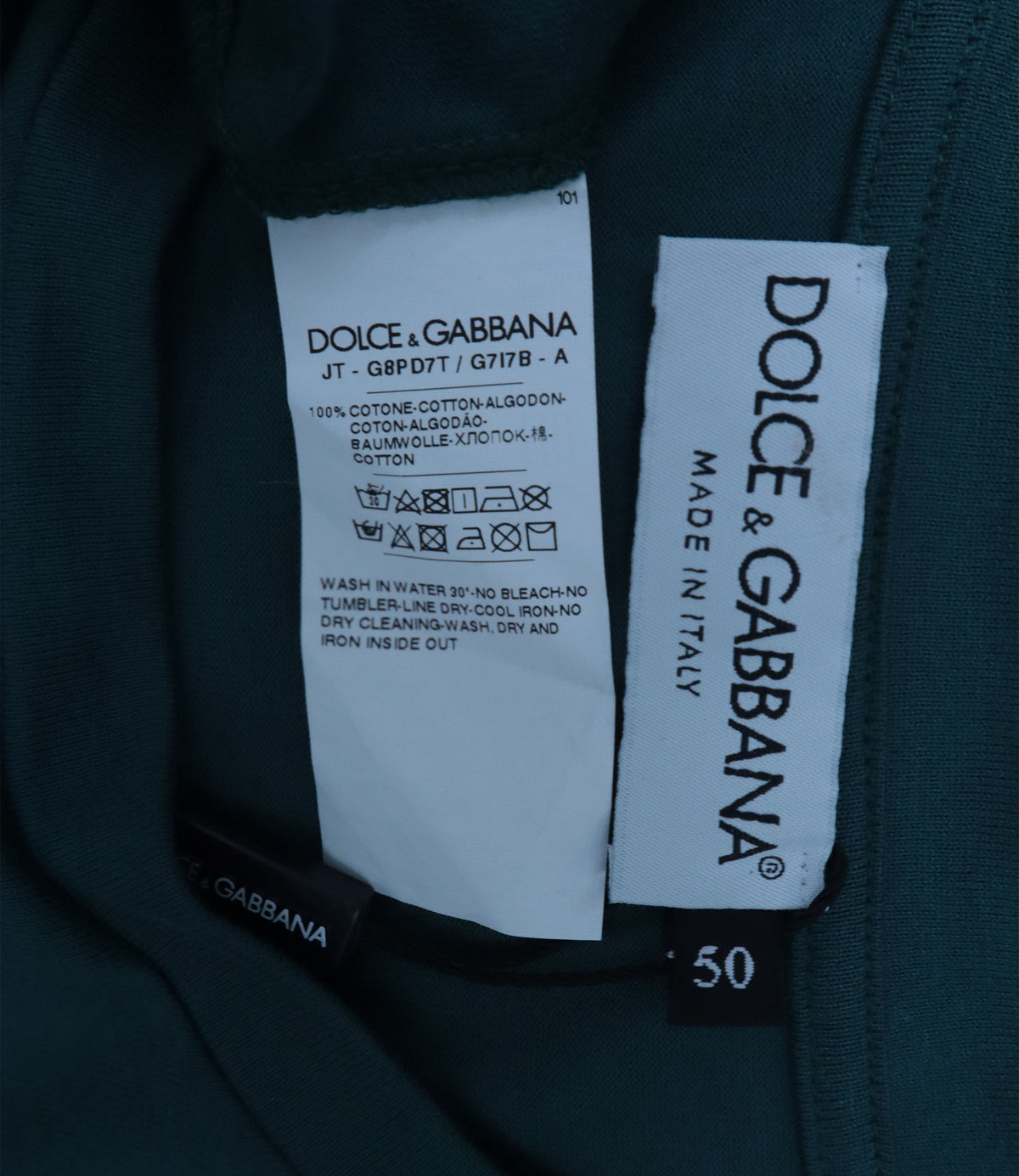Dolce & Gabbana Herren T-Shirt petrolblau mit DG-Logo Größe 50