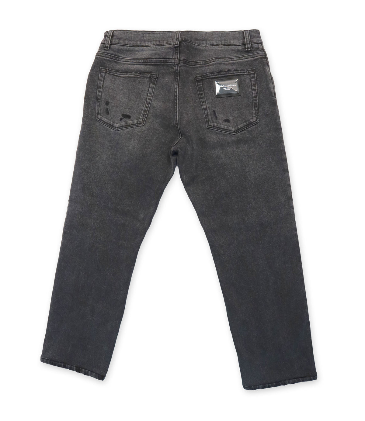 Dolce & Gabbana Jeans Größe 48 Schwarz Slim Fit Made in Italy mit Logo-Patch und Used-Waschung.