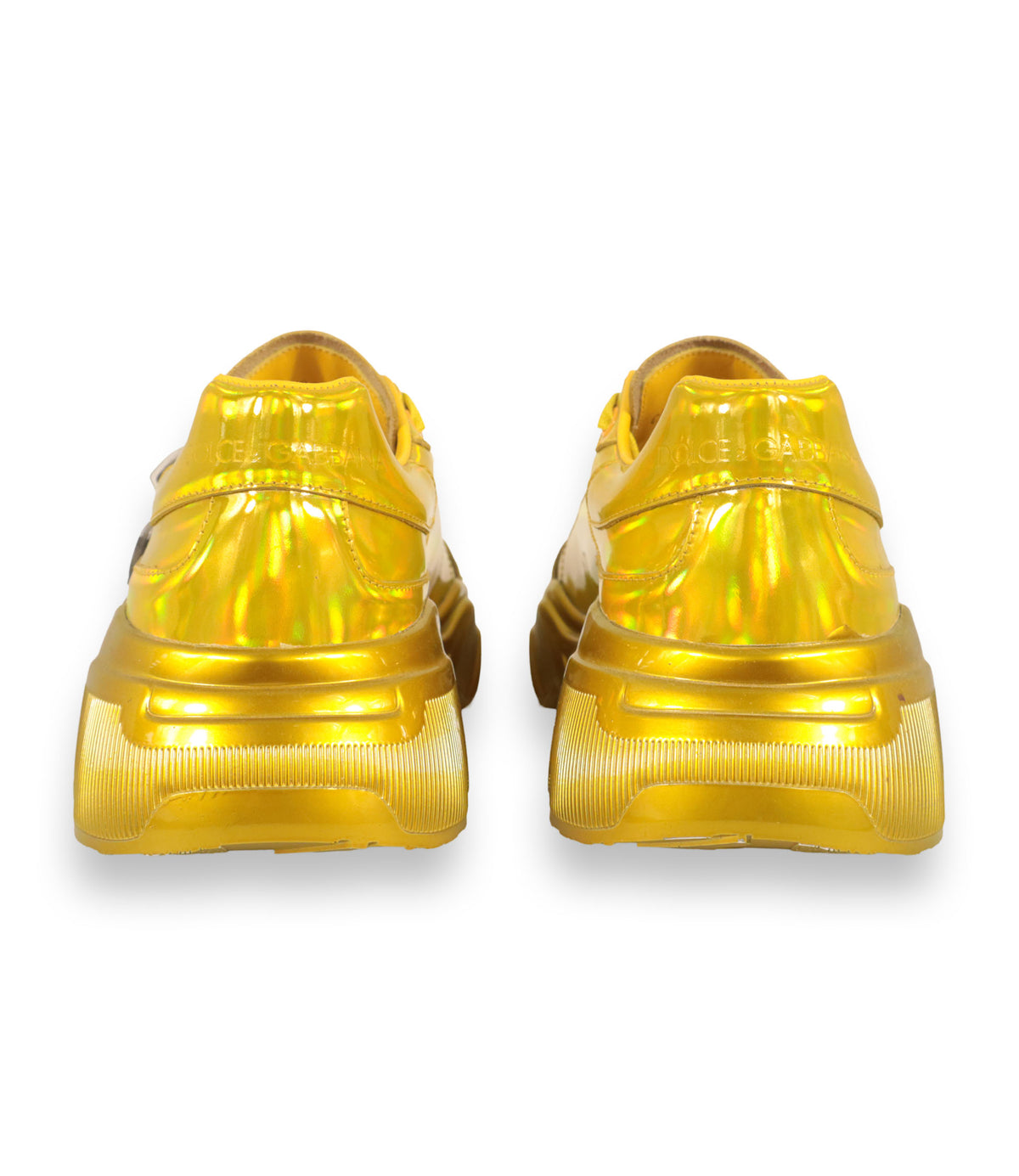 Dolce & Gabbana Sneaker Größe 39 in goldener Metallic-Optik mit DG Logo und markanter Plateau-Sohle.
