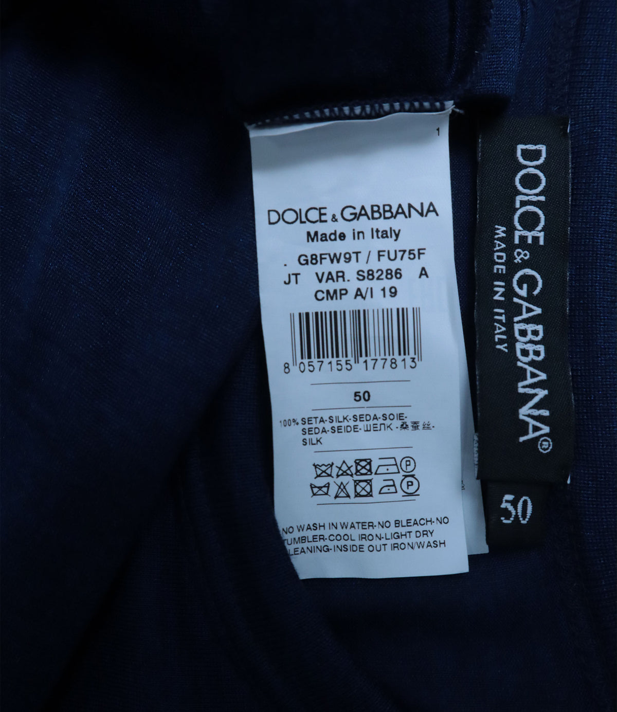 Dolce & Gabbana Seiden T-Shirt dunkelblau Größe 50 aus Italien