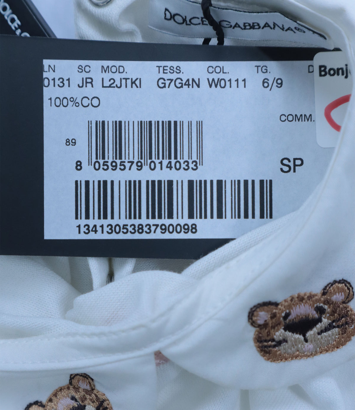 Dolce & Gabbana Baby T-Shirt in Weiß mit besticktem Kragen im Dolce & Gabbana Sale