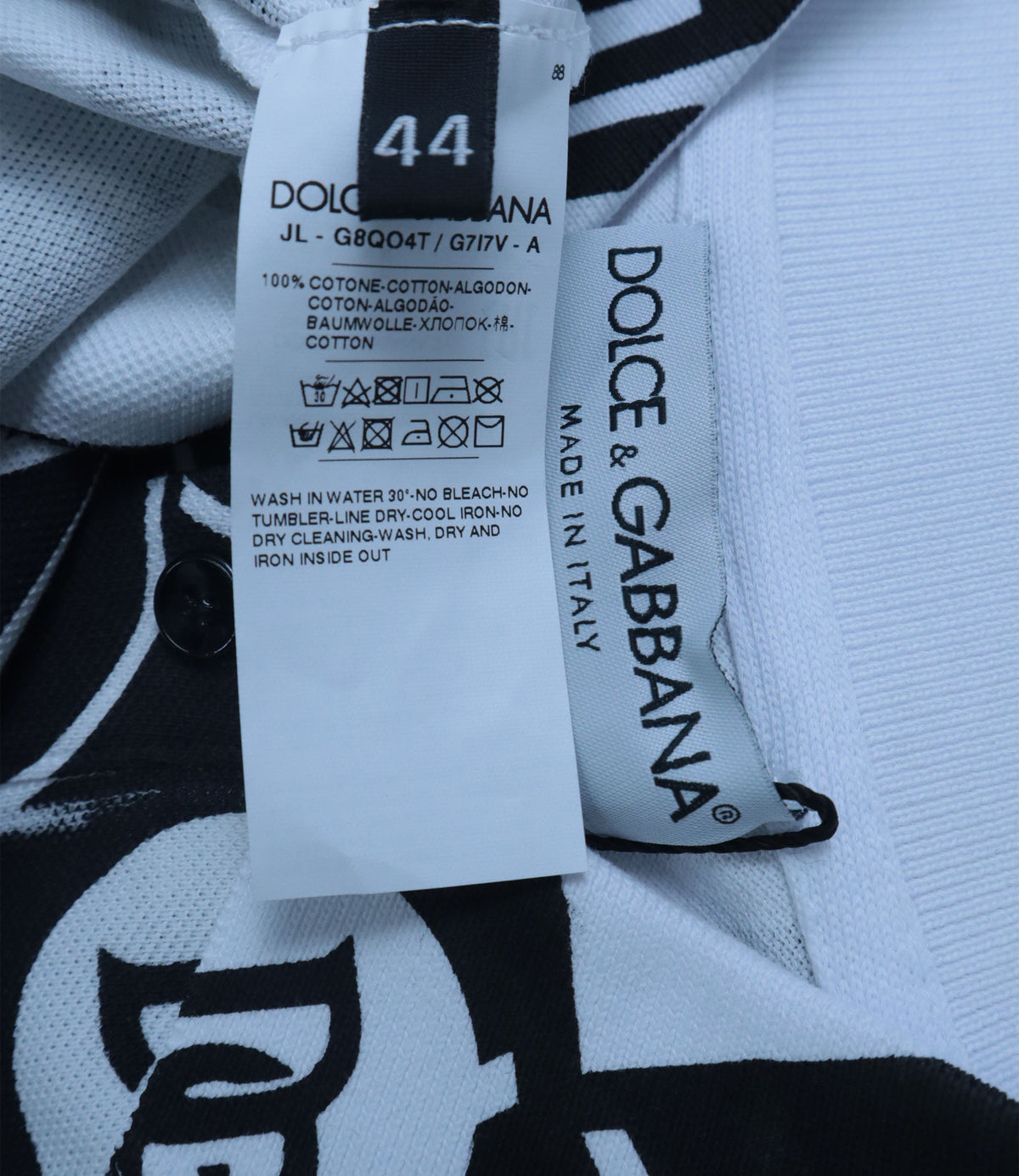 Dolce & Gabbana Poloshirt schwarz weiß DG Print IT 44 Herren
