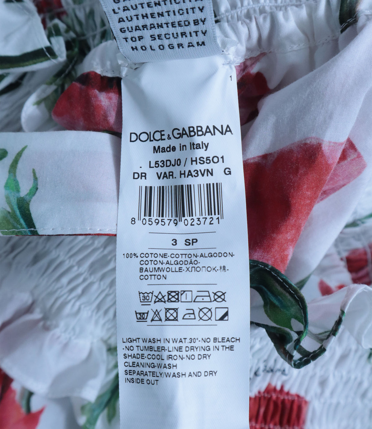 Dolce & Gabbana Jumpsuit für Kinder mit rotem Mohnblumen-Print aus Baumwolle in Weiß