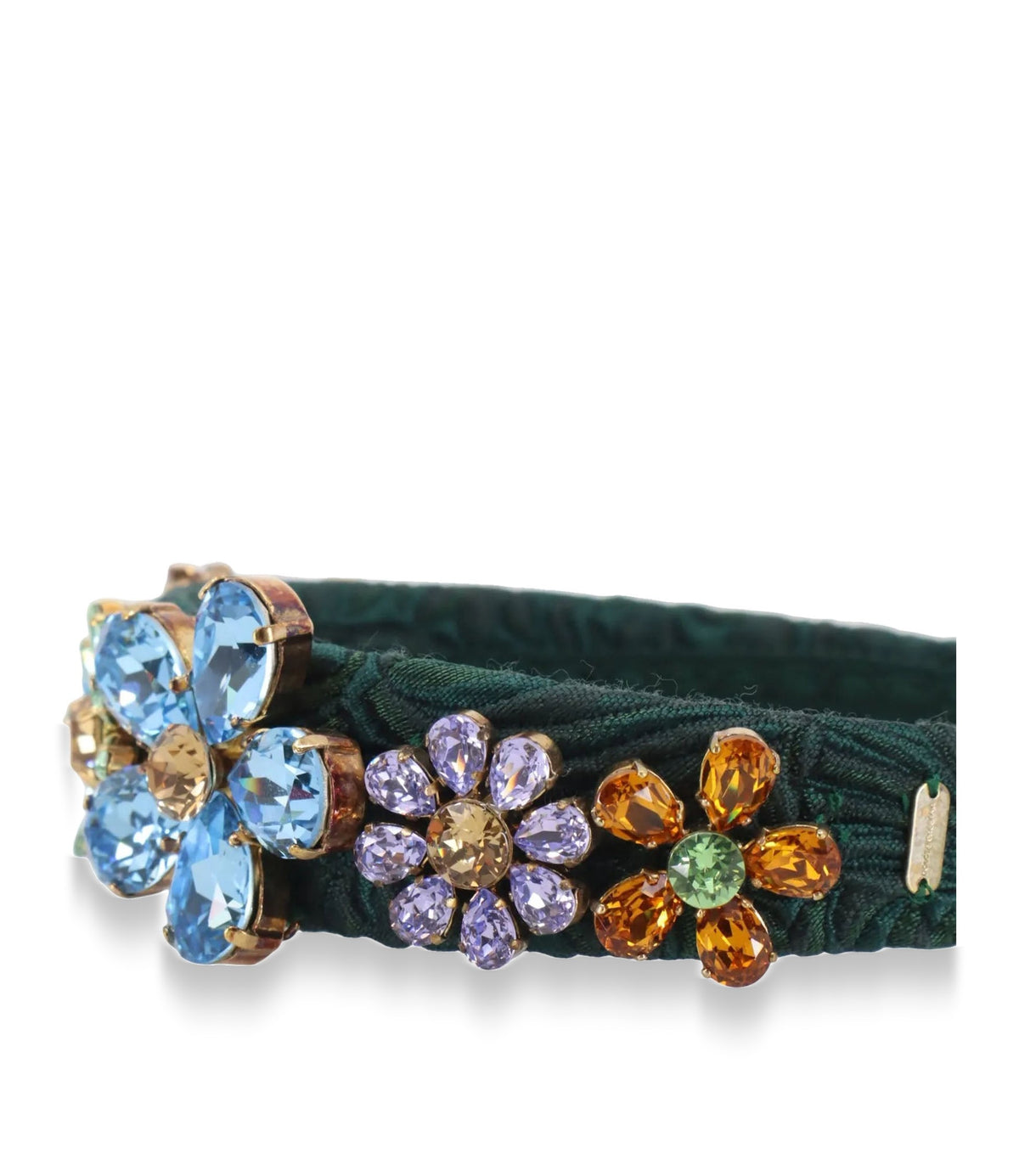 Dolce & Gabbana Haarreif Grün mit floralen Kristallen und Golddetails