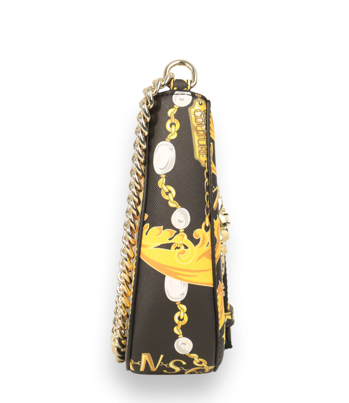Versace Jeans Couture Handtasche Schwarz Gold mit Barock Print und goldener Kette