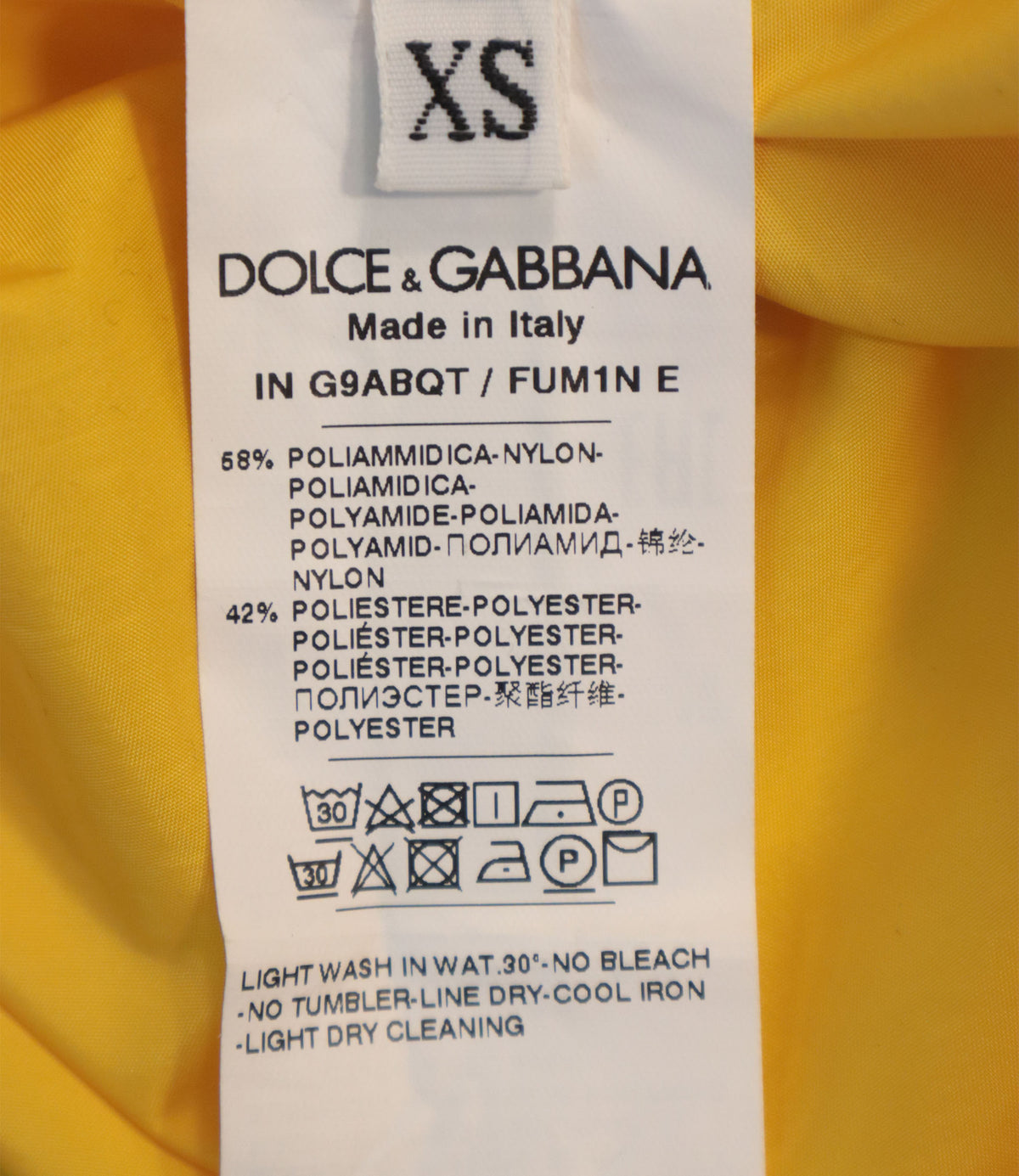 Dolce & Gabbana Windbreaker Jacke Gelb Größe XS aus Italien