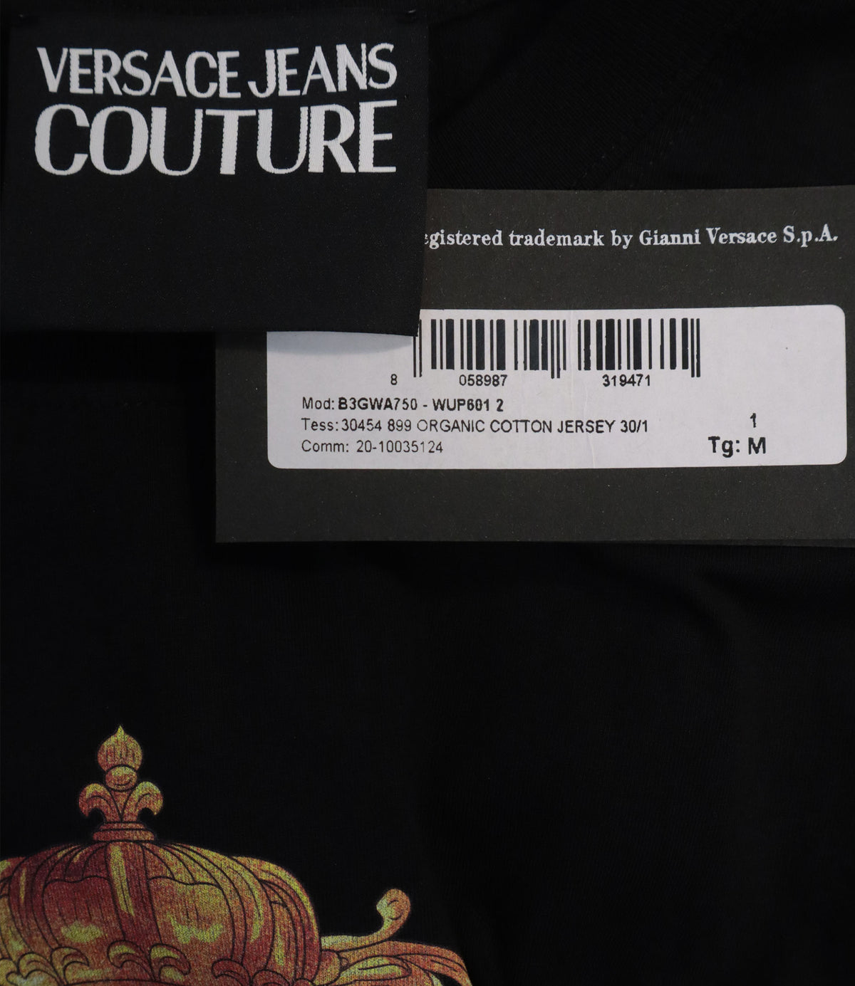 Versace Jeans Couture T-Shirt schwarz mit barockem Goldprint Größe M