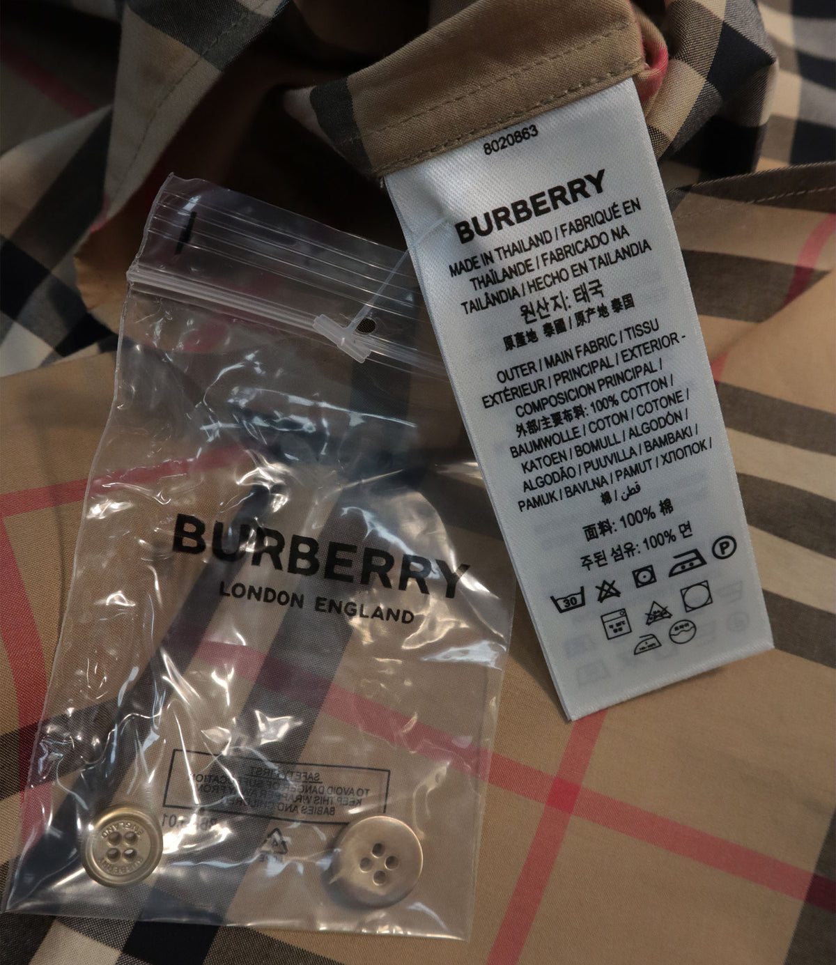 Burberry Hemd Beige Karomuster Größe M Herren Designerhemd
