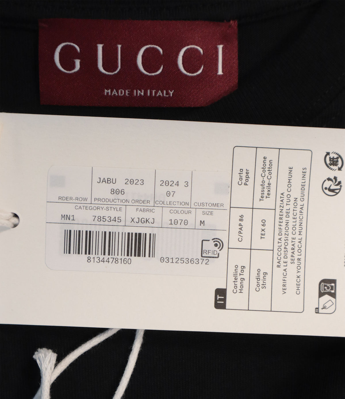Gucci T-Shirt Größe M schwarz mit Firenze 1921 Logo Print aus Baumwolle Made in Italy
